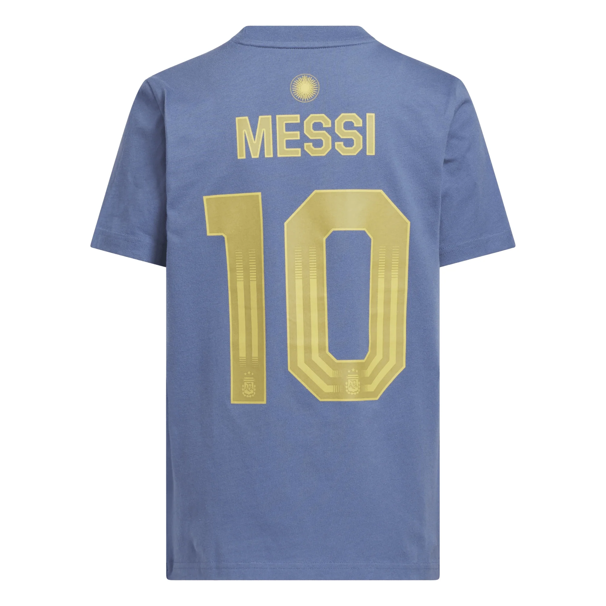 adidas Youth Argentina Name and Number T-Shirt (Blue/Gold) - Image 2