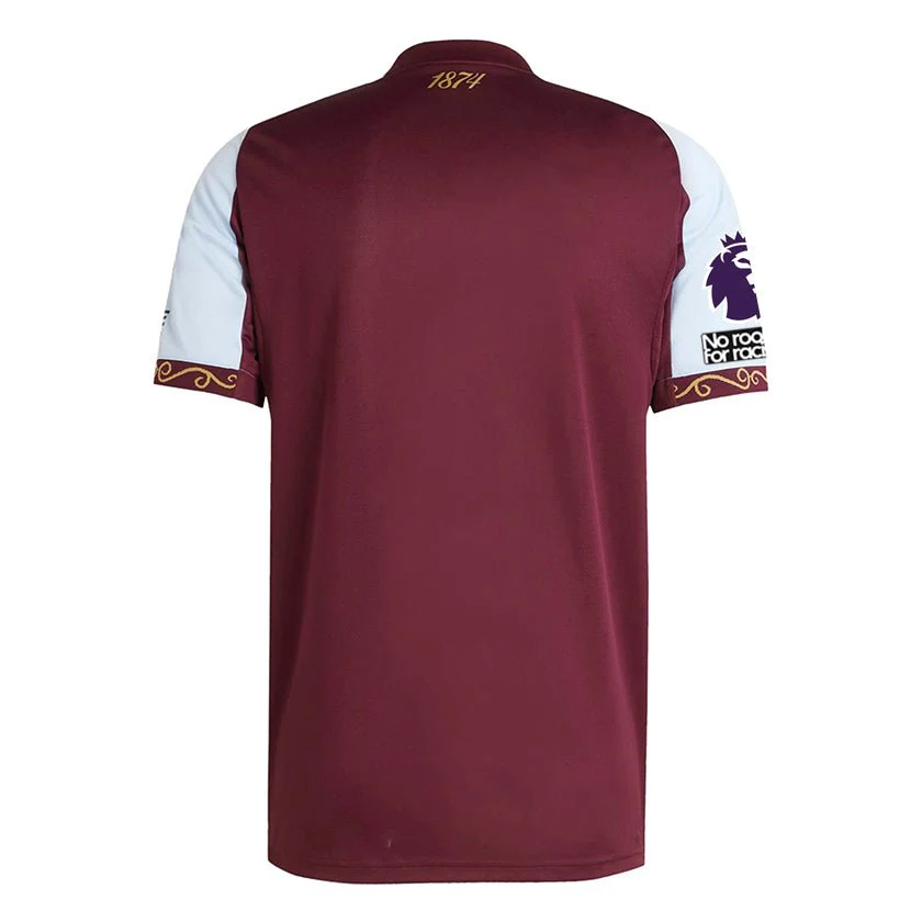 adidas Men's Aston Villa Home Jersey 25/26 w/ NRFR + EPL Patches (Maroon/Blue) - Image 2