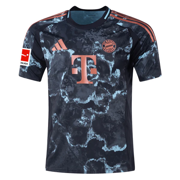 adidas Bayern Munich Aleksandar Pavlović Away Jersey w/ Bundesliga Patch 24/25 (Black/Copper/Blue) - Image 2