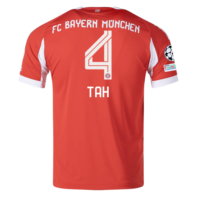 adidas Bayern Munich Tah Home Jersey w/ Champions League Patches 25/26 (Red)