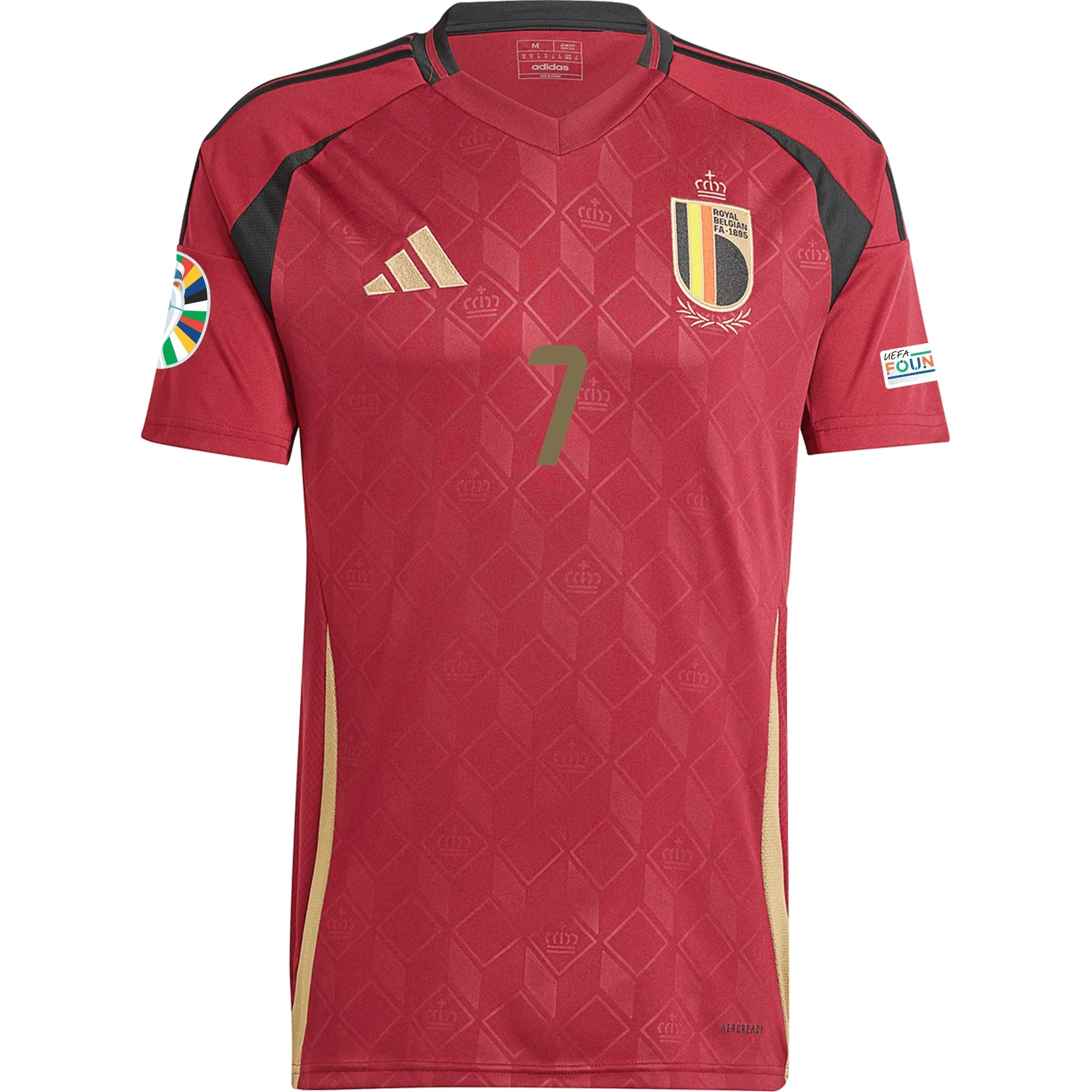 adidas Belgium Kevin De Bruyne Home Jersey w/ Euro 2024 Patches 24/25 (Burgundy) - Image 2
