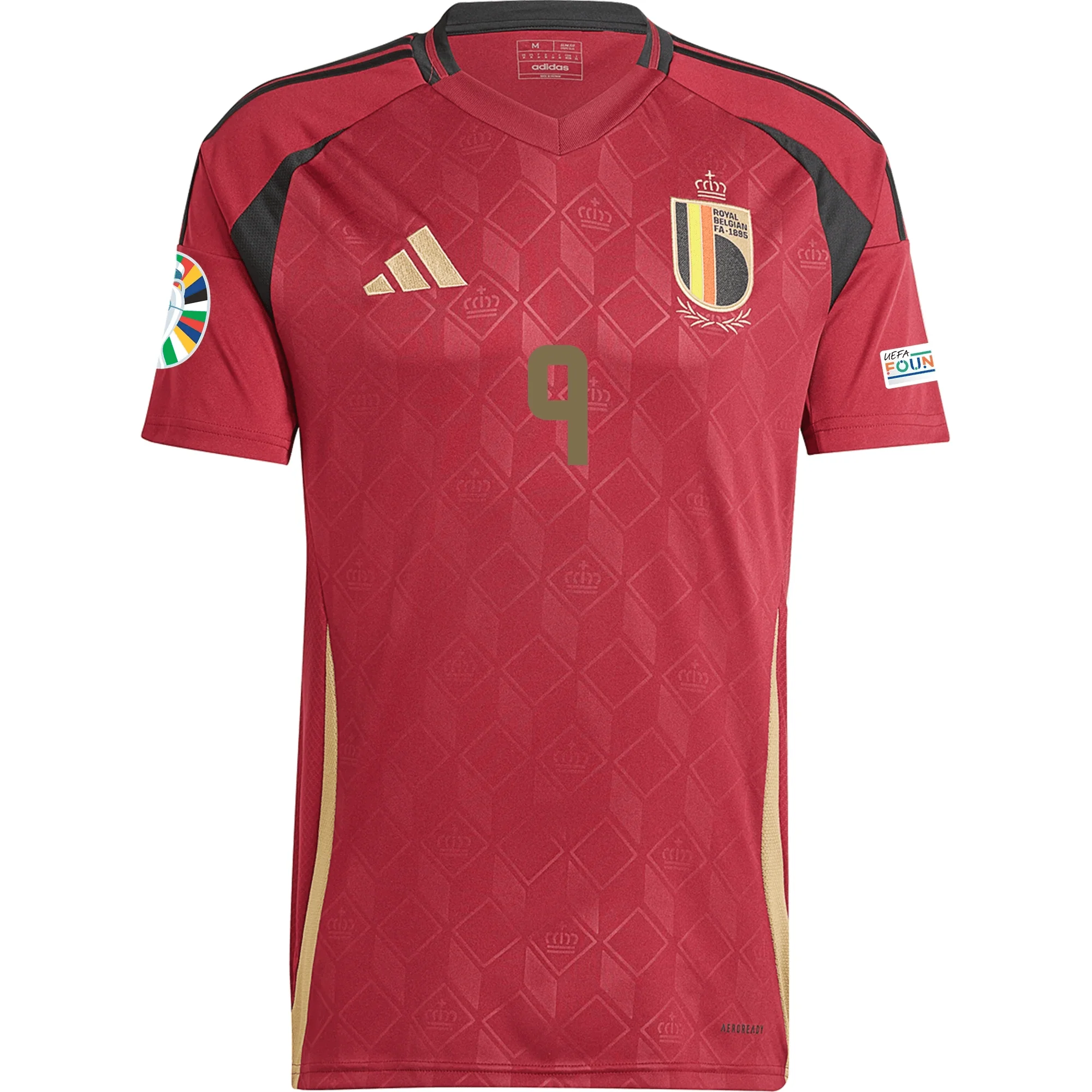 adidas Belgium Leandro Trossard Home Jersey w/ Euro 2024 Patches 24/25 (Burgundy) - Image 2