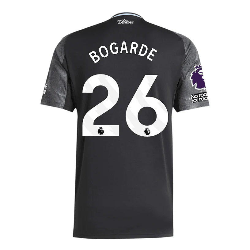 adidas Bogarde Men's Aston Villa 25/26 Away Jersey w/ EPL + NRFR Patches (Black/Global Blue)
