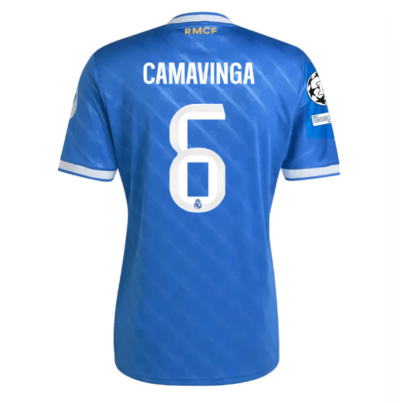 adidas Camavinga Men's Real Madrid Third Jersey 25/26 w/ Champions League Patches (Blue/White)