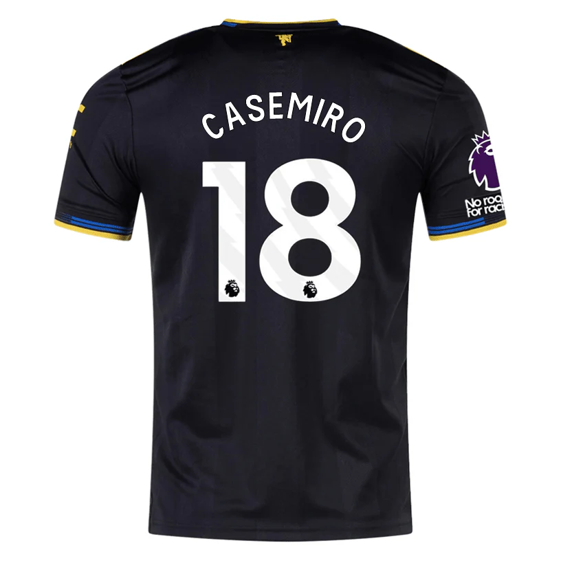 adidas Casemiro Men's Manchester United Authentic Third Jersey 25/26 w/ NRFR + EPL Patches (Black)