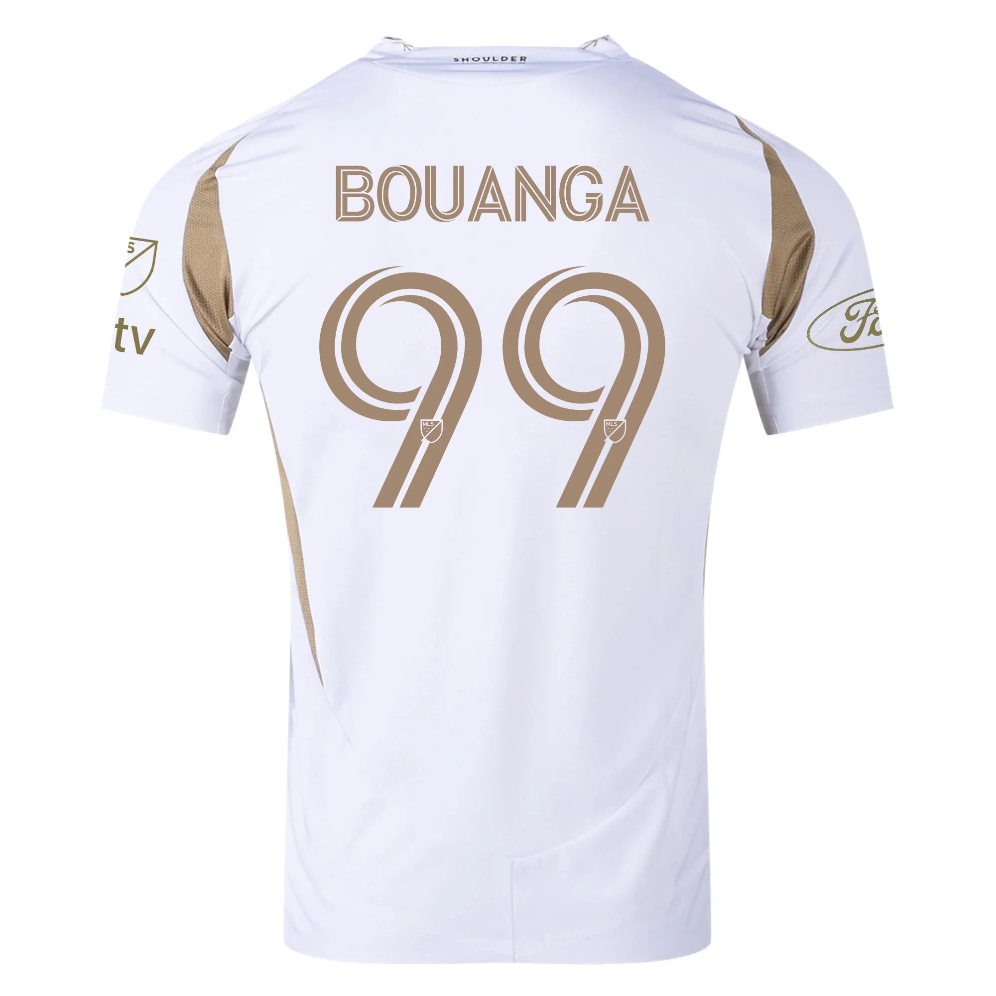 adidas Denis Bouanga LAFC Authentic Away Jersey w/ MLS + Apple + Ford Logo 25/26 (White/Gold)