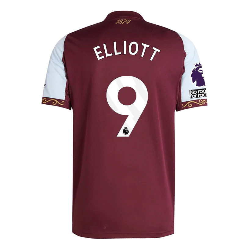 adidas Elliott Men's Aston Villa Home Jersey 25/26 w/ NRFR + EPL Patches (Maroon/Blue)