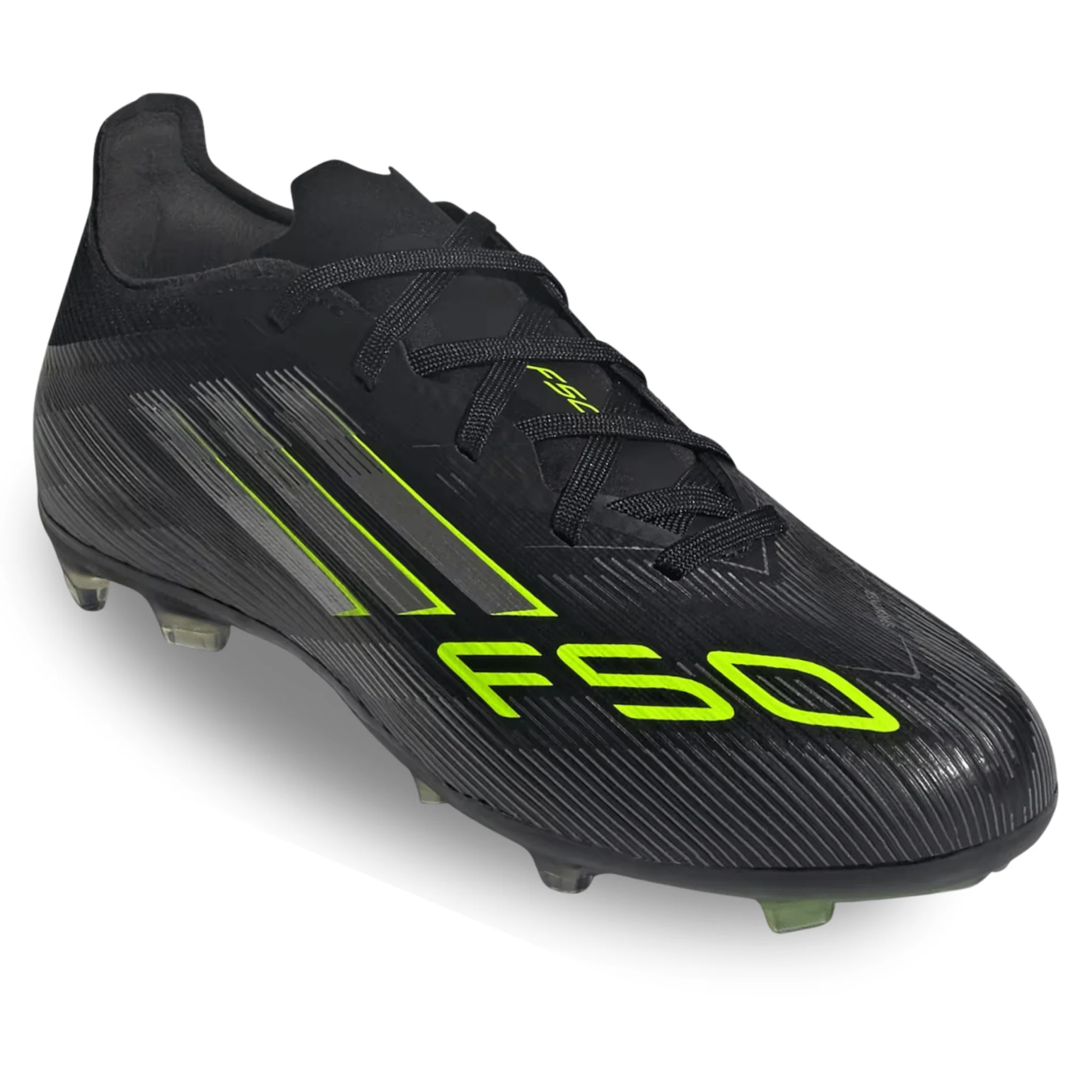 adidas Jr. F50 Elite Firm Ground Soccer Cleats (Black/Iron Metallic/Lucid Lemon) - Image 3
