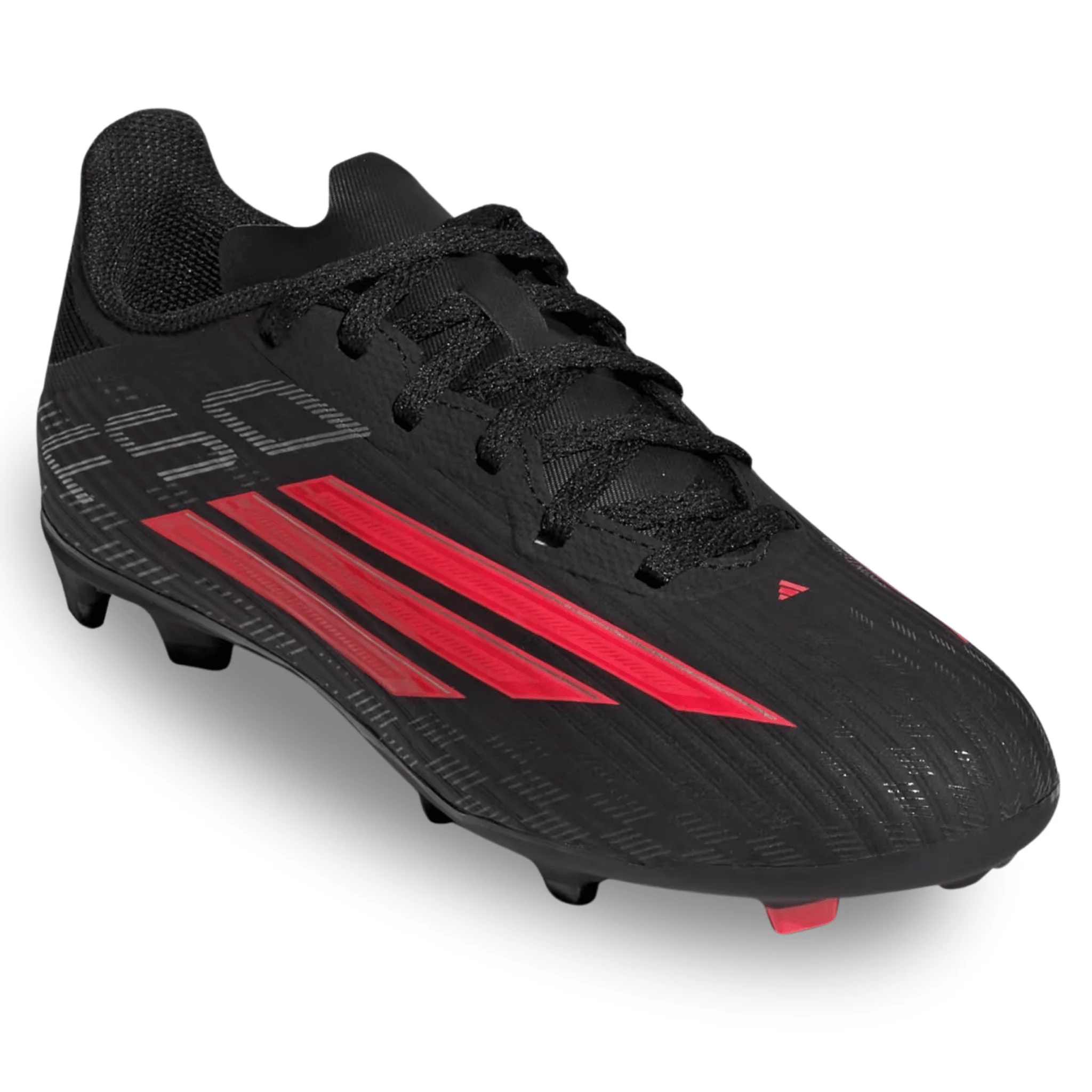 adidas Jr. F50 League FG/MG Soccer Cleats (Black/Lucid Red) - Image 3