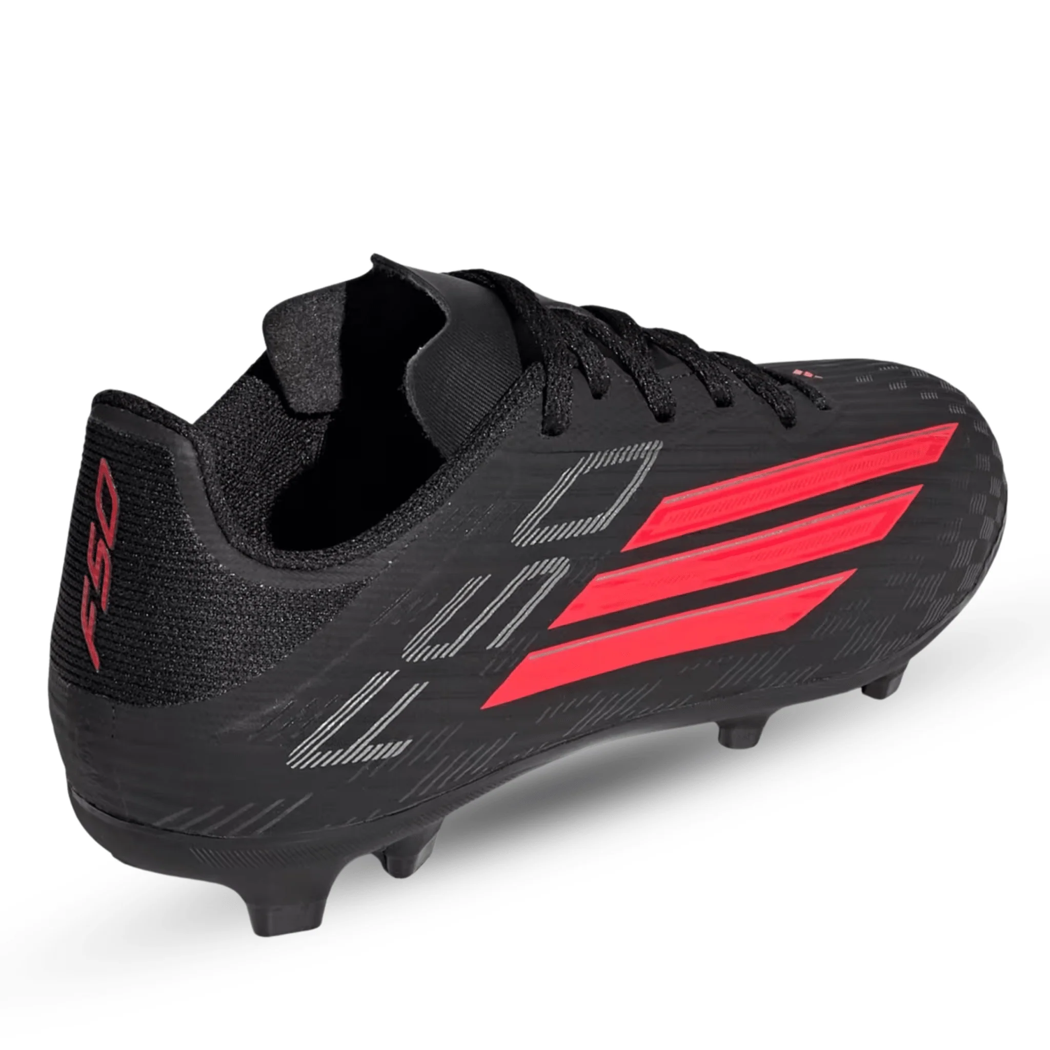adidas Jr. F50 League FG/MG Soccer Cleats (Black/Lucid Red) - Image 4