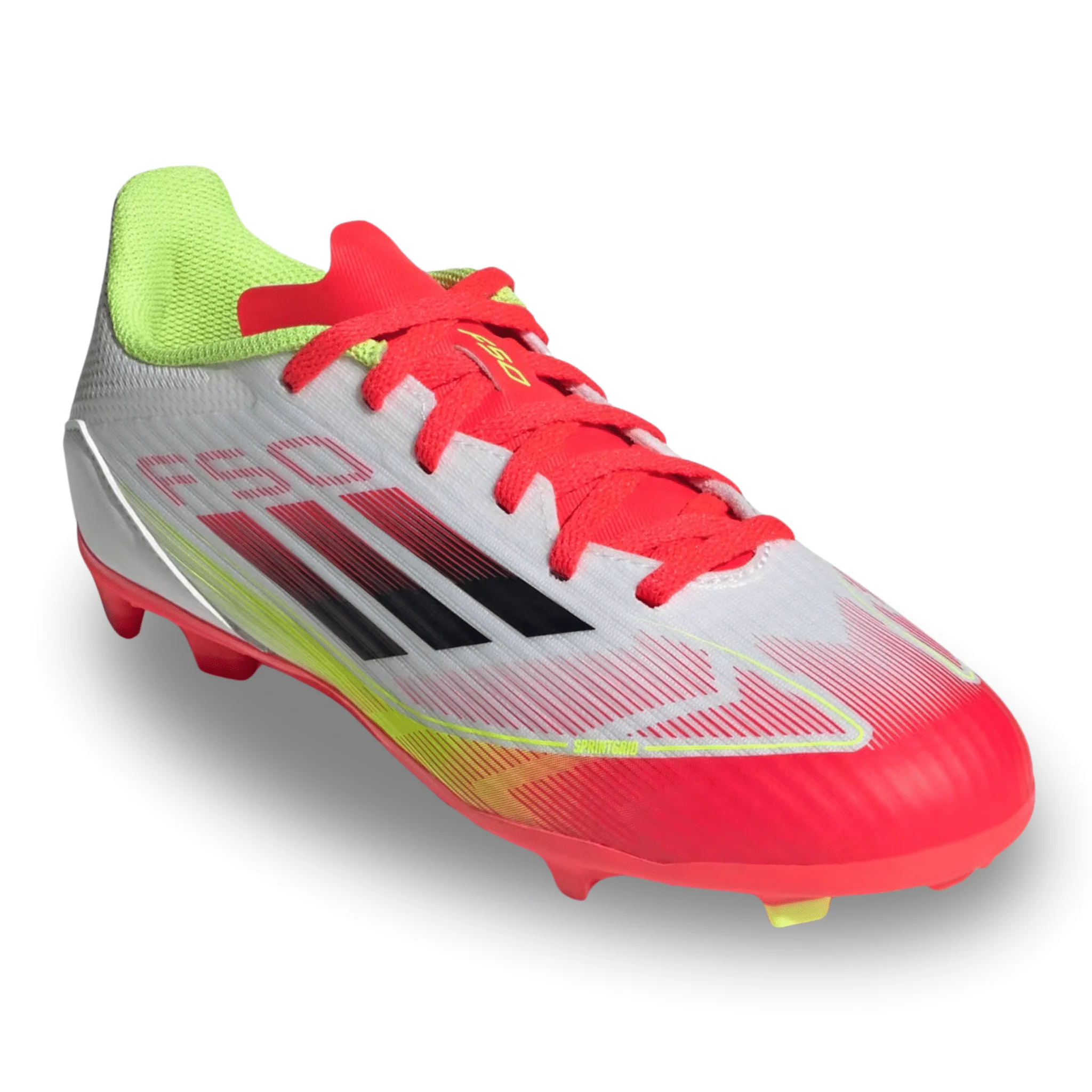 adidas Jr. F50 League FG/MG Soccer Cleats (White/Black/Yellow) - Image 3