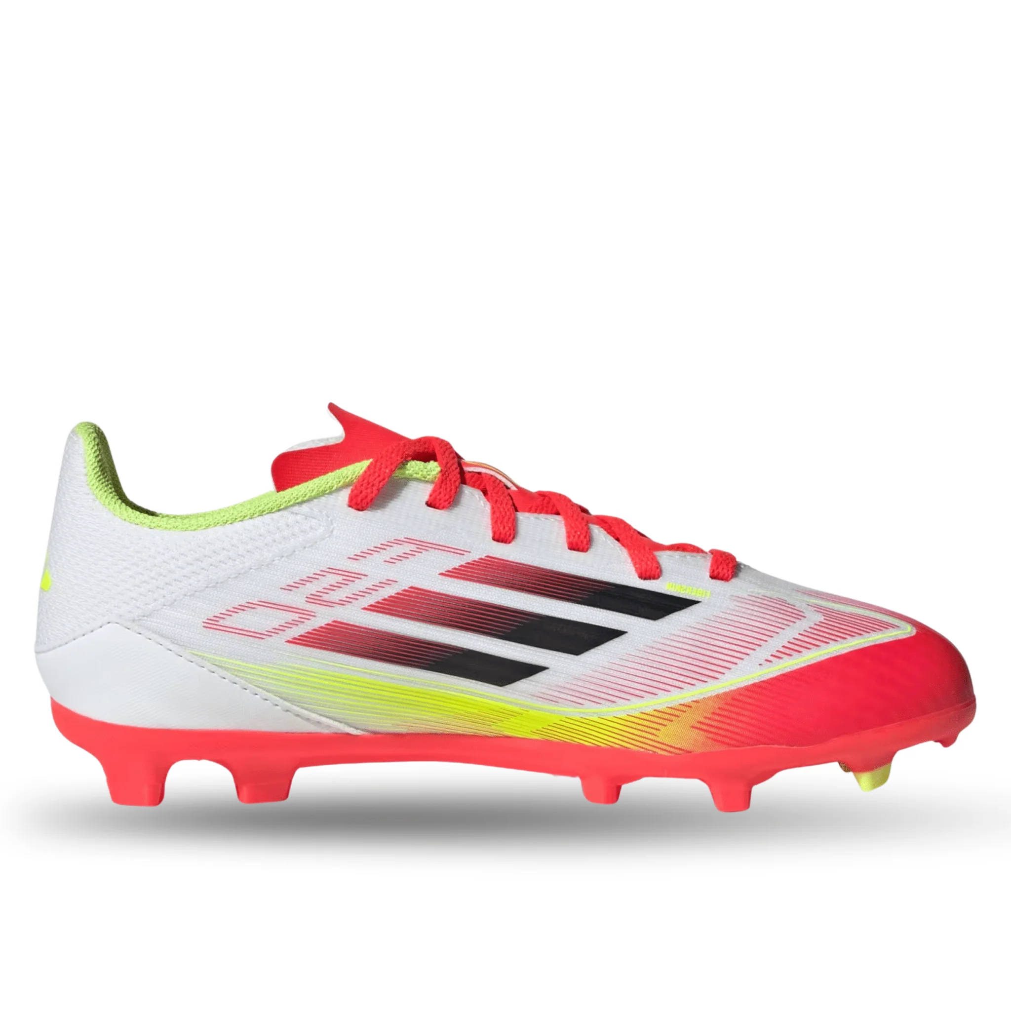 adidas Jr. F50 League FG/MG Soccer Cleats (White/Black/Yellow) - Image 5