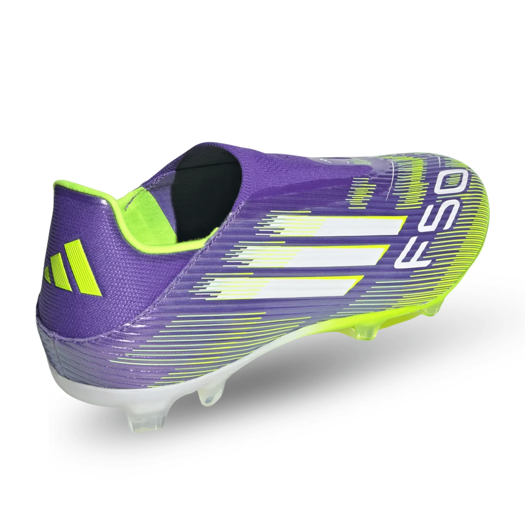 adidas F50 League Laceless FG/MG Soccer Cleats (Purple Rush/Lucid Lemon) - Image 4