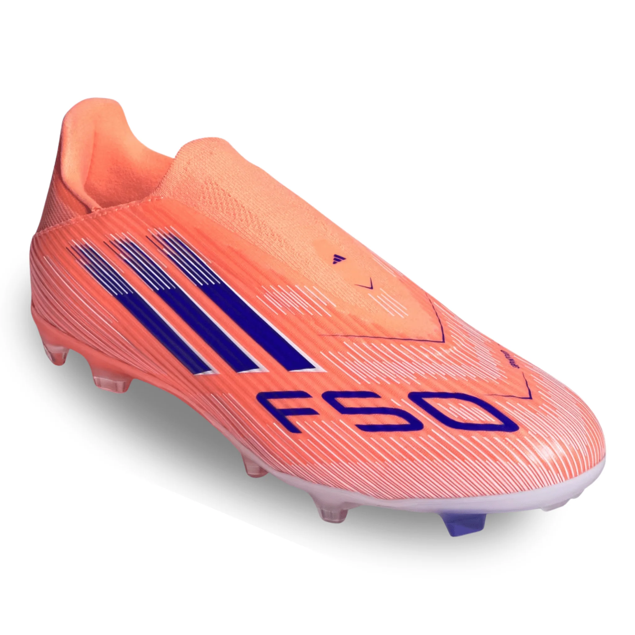 adidas F50 League Laceless FG/MG Soccer Cleats (Orange/Lucid Blue/White) - Image 3