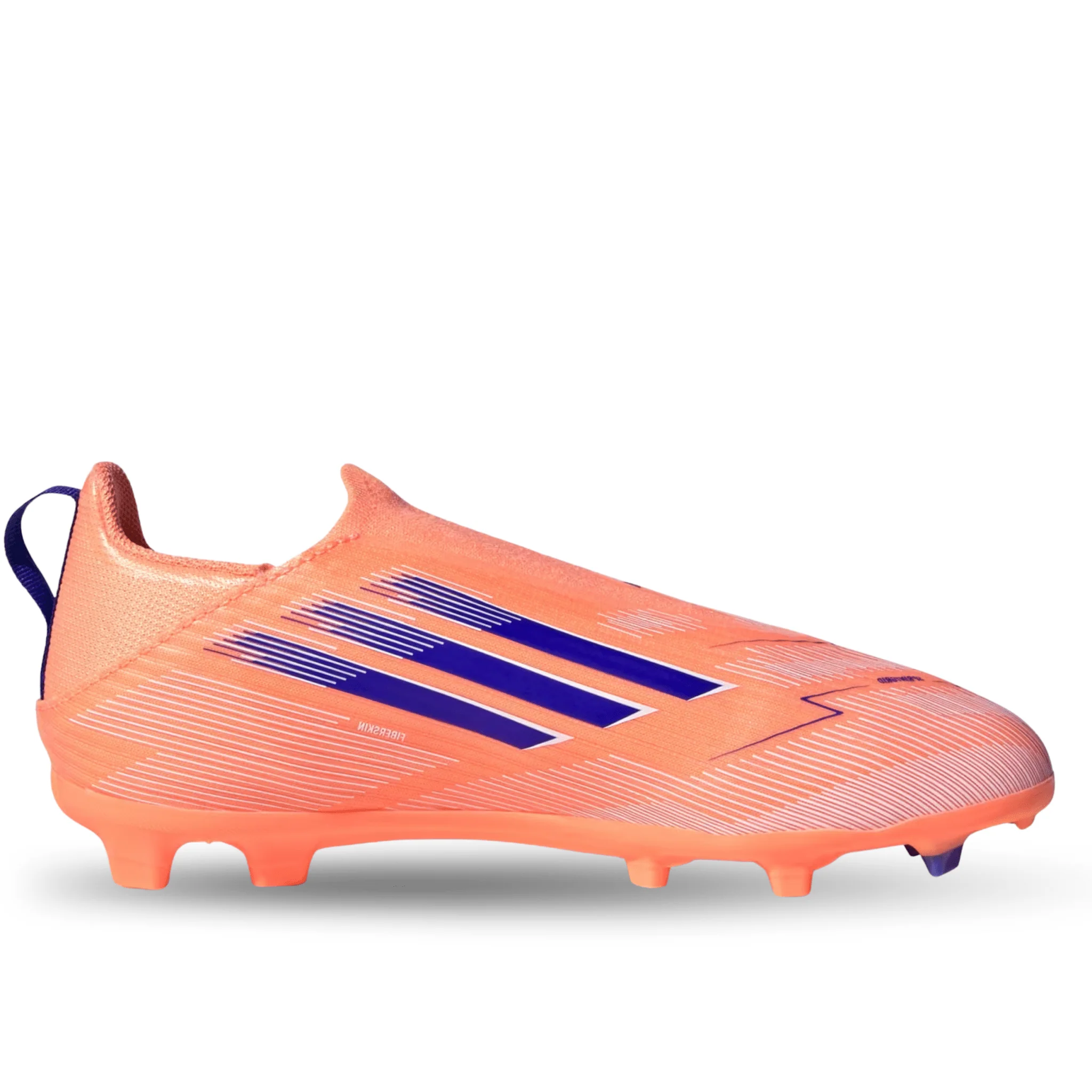 adidas Youth F50 League Laceless FG/MG Junior Soccer Cleats (Orange/Lucid Blue/White) - Image 2