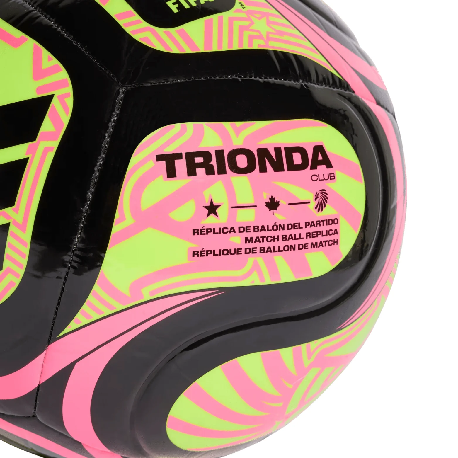 adidas FIFA World Cup 26 Trionda Club Soccer Ball (Black/Lucid Lemon/Lucid Pink) - Image 3