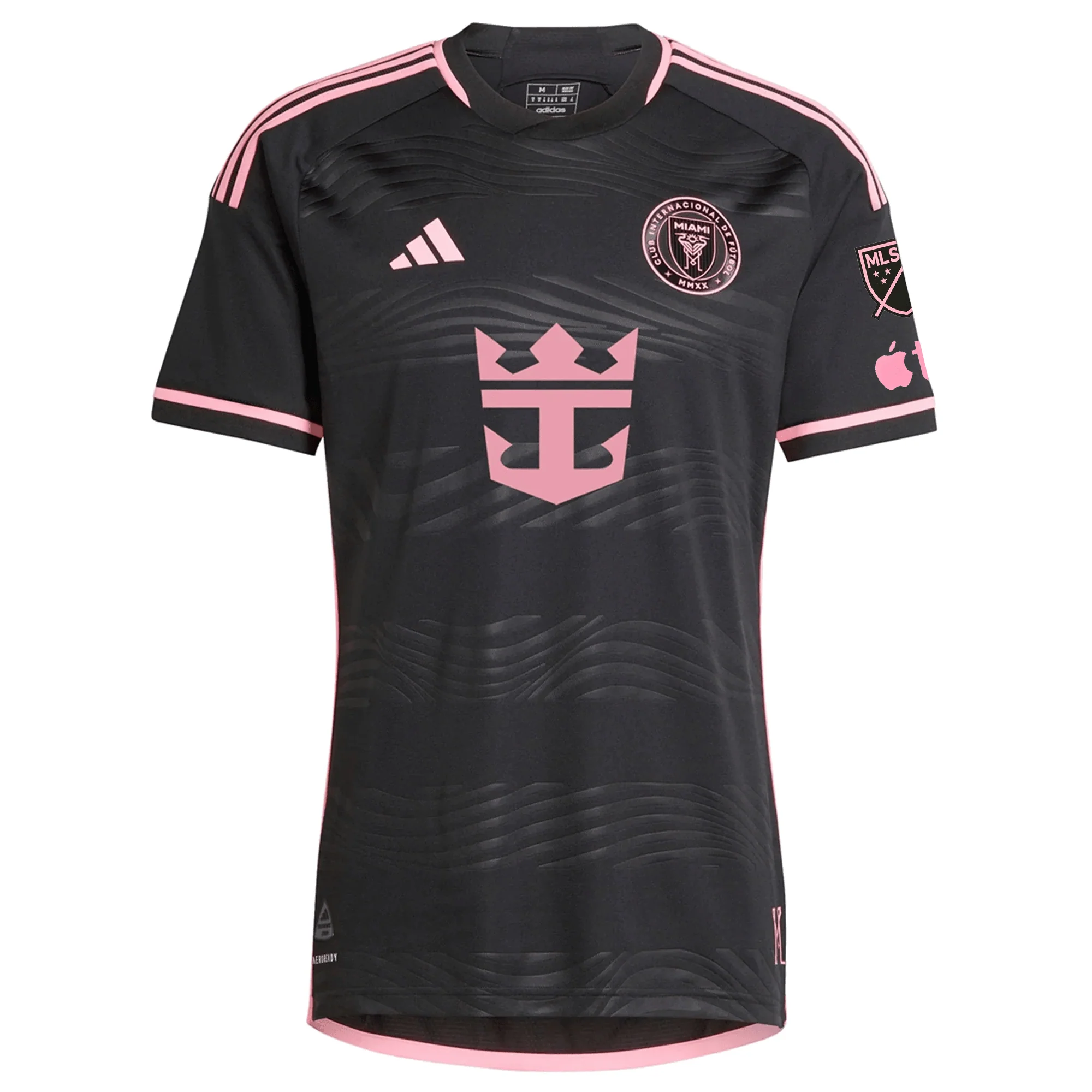 adidas Inter Miami Authentic Jordi Alba Royal Caribbean Away Jersey w/ MLS + Apple TV Patches 23/24 (Black/Bliss Pink) - Image 2