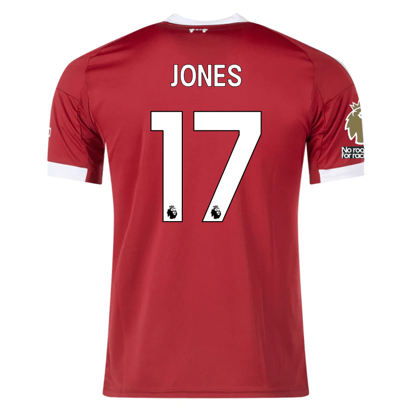 adidas Jones Men's Liverpool Home Jersey 25/26 w/ NRFR + EPL Champions Patch (Strawberry Red)