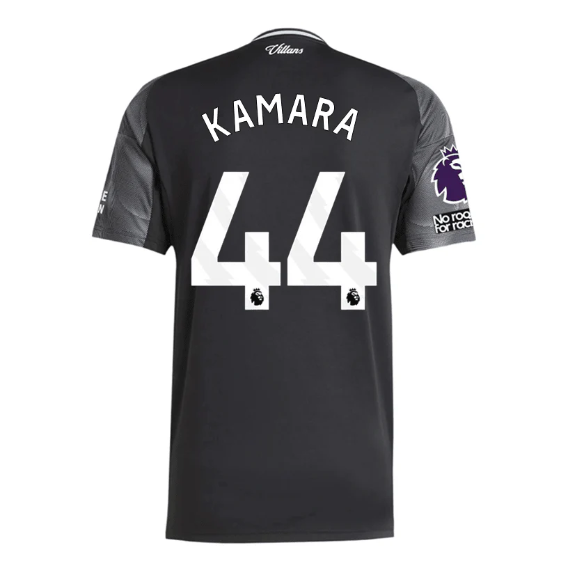 adidas Kamara Men's Aston Villa 25/26 Away Jersey w/ EPL + NRFR Patches (Black/Global Blue)
