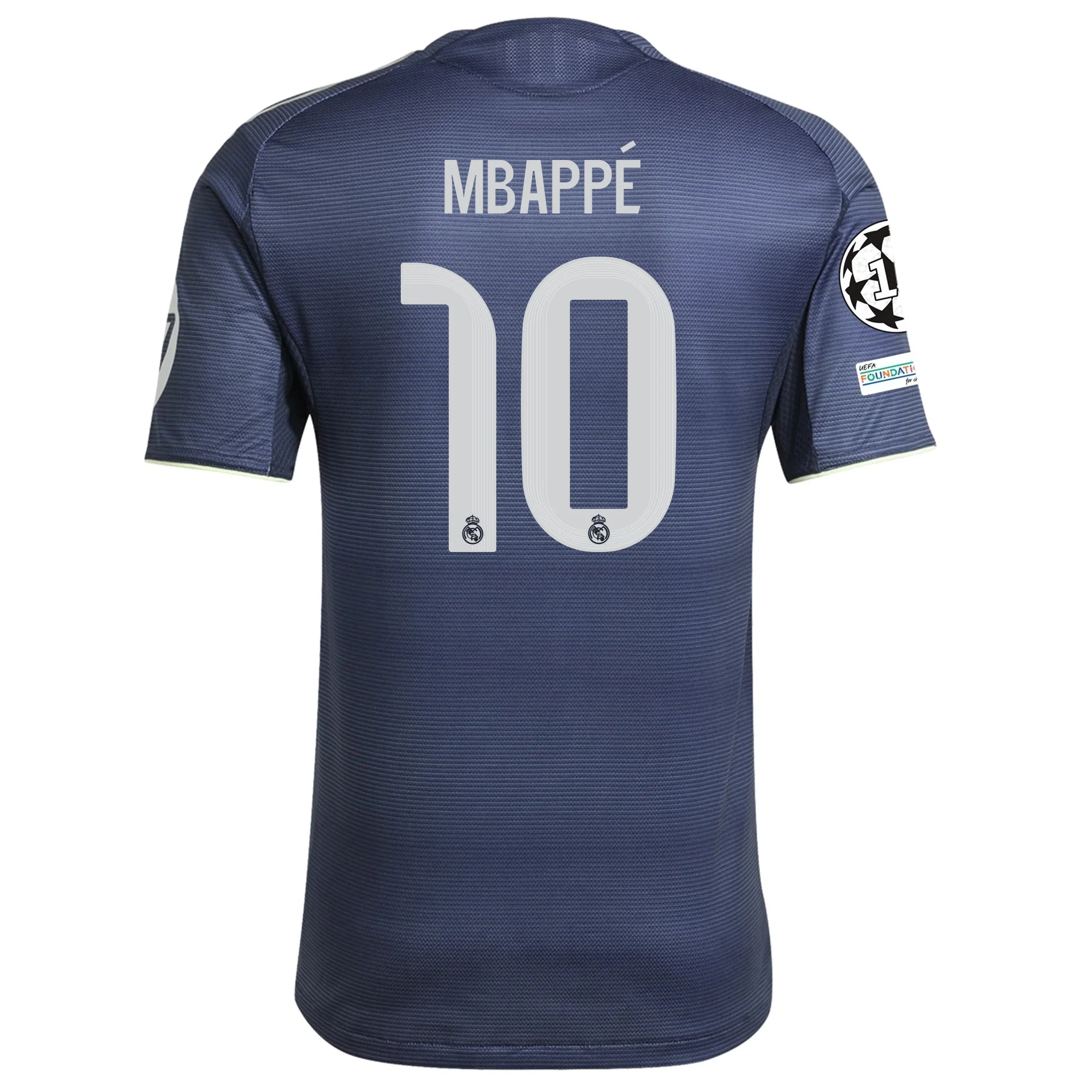 adidas Kylian Mbappe Real Madrid Authentic Away Jersey 25/26 w/ Champions League Patches (Legend Ink)