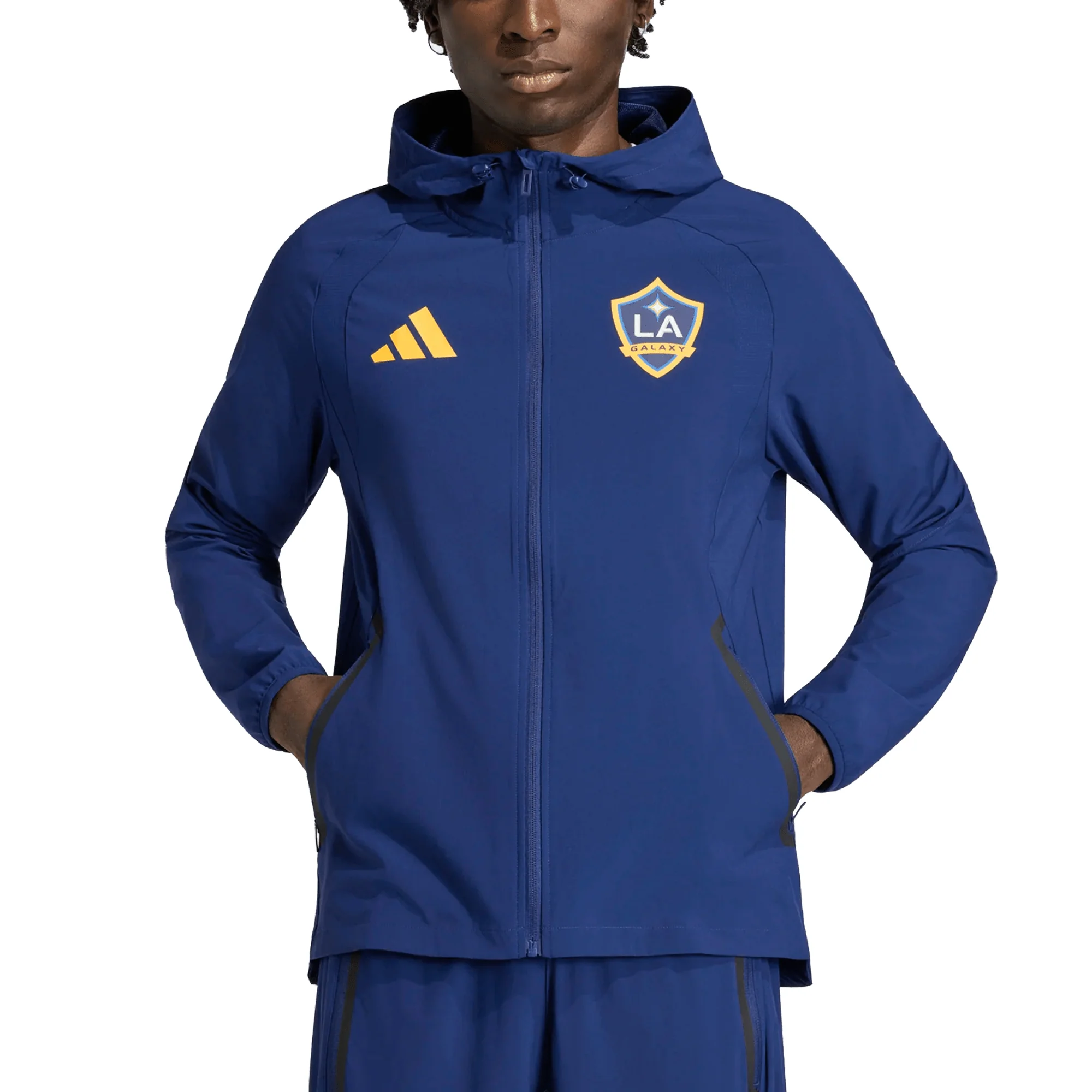adidas LA Galaxy Travel Full Zip Windbreaker Jacket 25/26 (Dark Blue/Gold) - Image 3