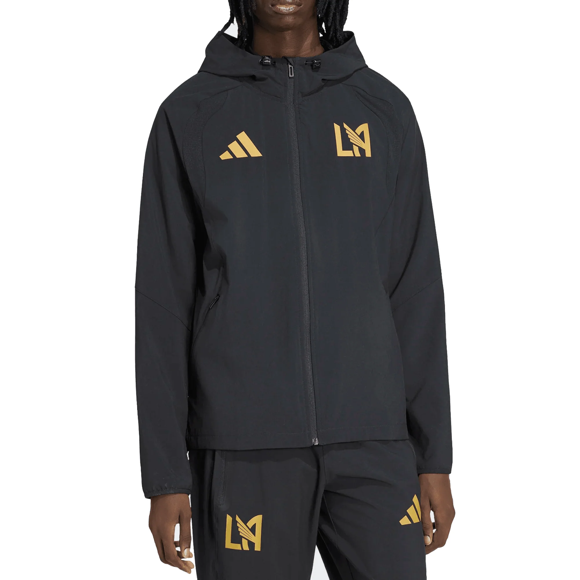 adidas LAFC Travel Full Zip Windbreaker Jacket 25/26 (Black/Khaki) - Image 3