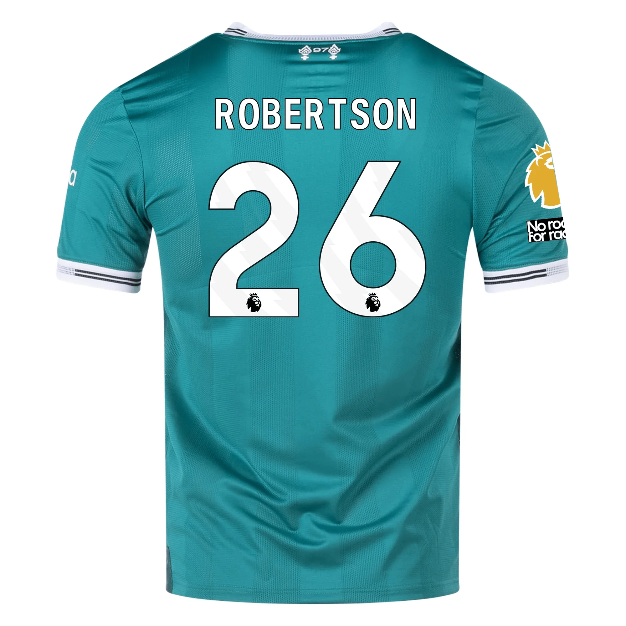 adidas Liverpool FC Authentic Andy Robertson Third Jersey w/ EPL + No Room For Racism Patches 25/26 (Sea Green)