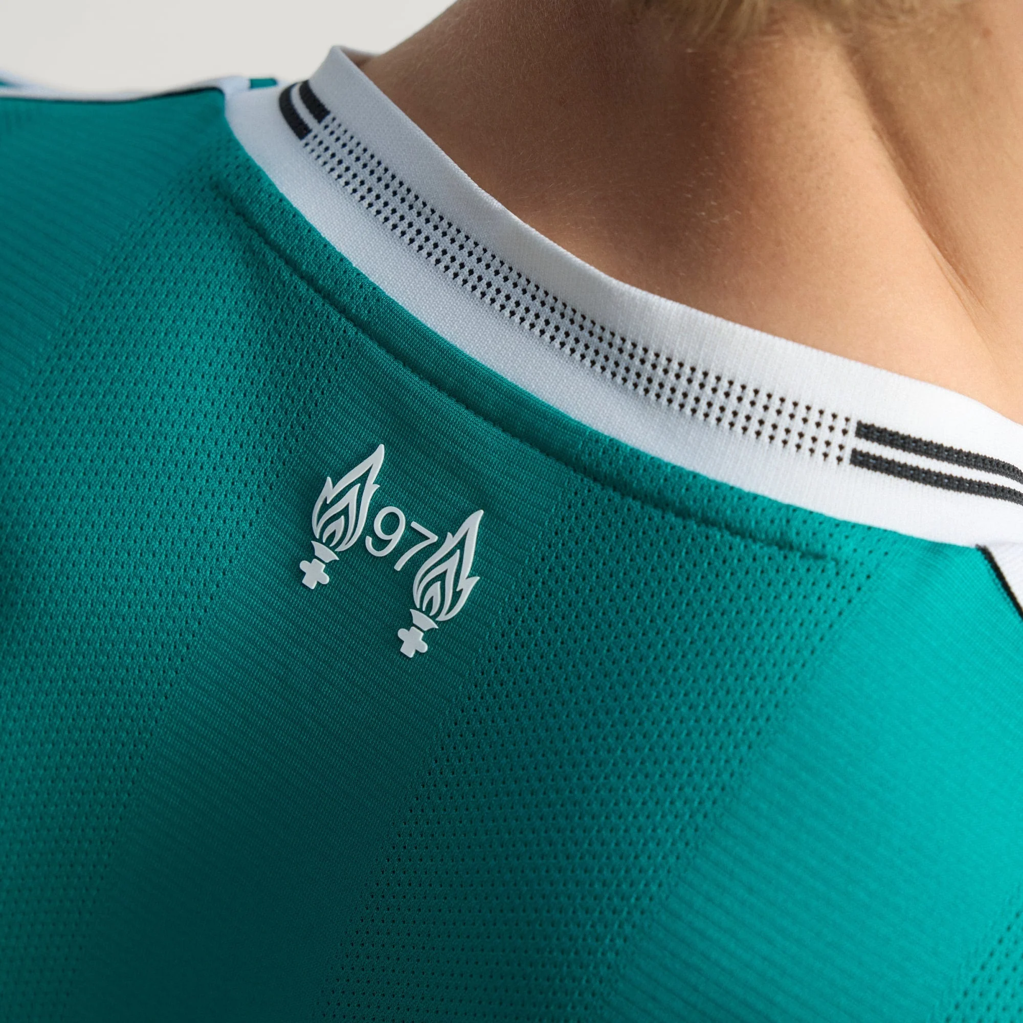 adidas Liverpool FC Authentic Alexander Isak Third Jersey w/ EPL + No Room For Racism Patches 25/26 (Sea Green) - Image 7