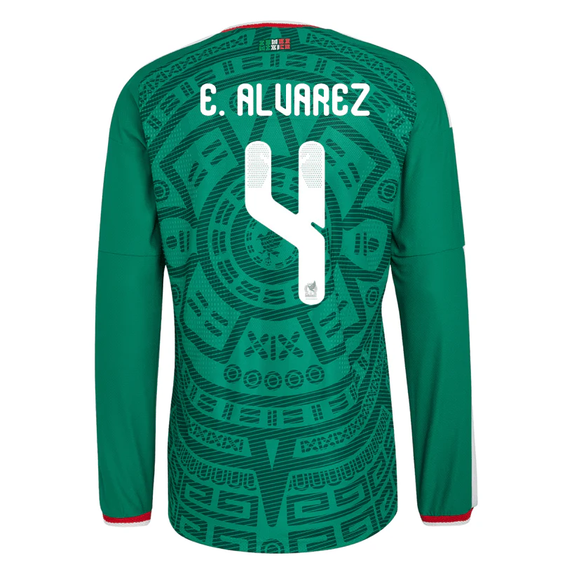 adidas Men's E. Alvarez Mexico Long-Sleeve Authentic Home Jersey 2026 (Bold Green)