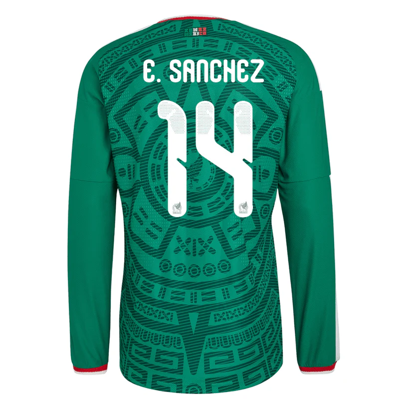 adidas Men's E. Sanchez Mexico Long-Sleeve Authentic Home Jersey 2026 (Bold Green)