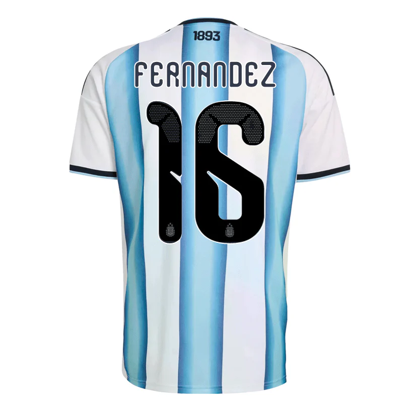 adidas Men's Fernandez Argentina 2026 Home World Cup Jersey (White/Icey Light Blue)