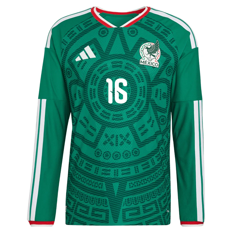 adidas Men's H. Herrera Mexico Long-Sleeve Authentic Home Jersey 2026 (Bold Green) - Image 2