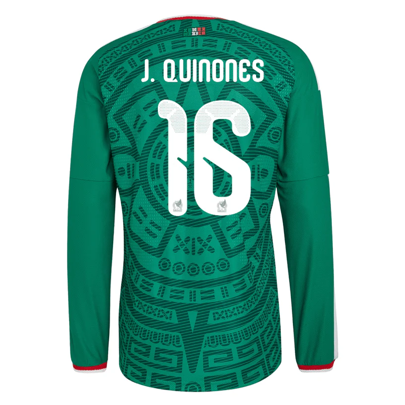 adidas Men's J. Quinones Mexico Long-Sleeve Authentic Home Jersey 2026 (Bold Green)