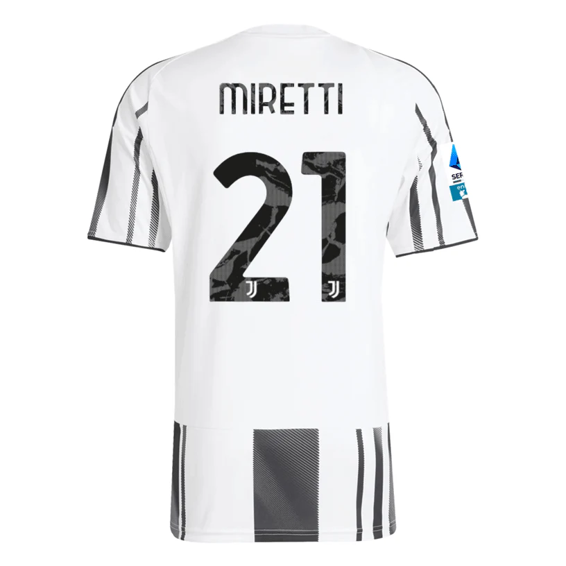 adidas Men's Juventus Miretti Home Jersey w/ Serie A Patch 25/26 (White/Black/Pink)