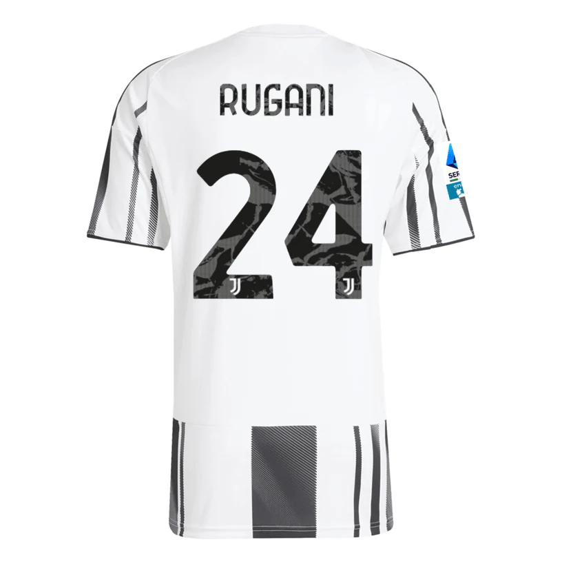 adidas Men's Juventus Rugani Home Jersey w/ Serie A Patch 25/26 (White/Black/Pink)