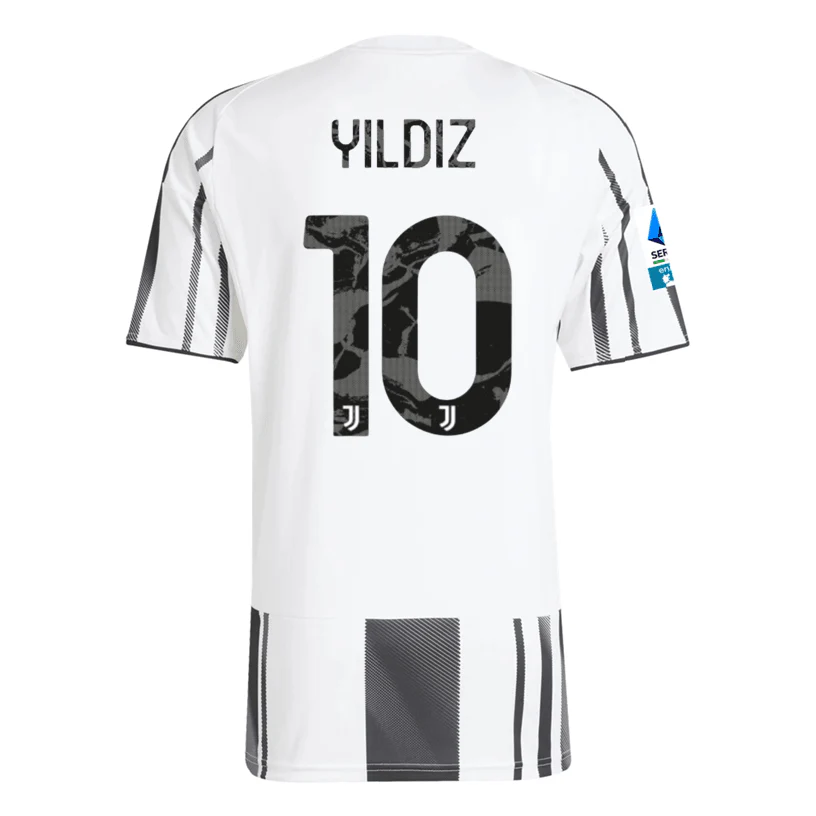 adidas Men's Juventus Yildiz Home Jersey w/ Serie A Patch 25/26 (White/Black/Pink)