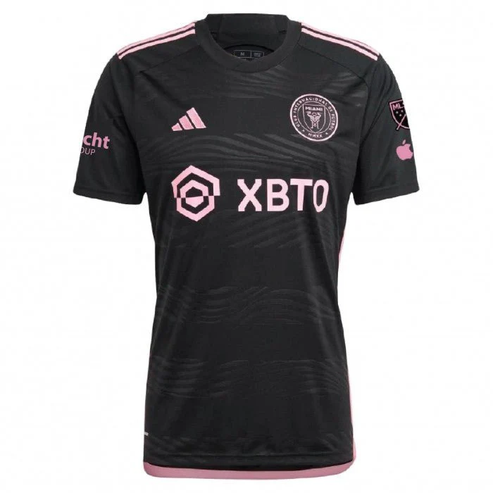 adidas Men's Lionel Messi Inter Miami Away Jersey 23/24 w/ MLS Apple + Sponsors Patches (Black/True Pink) - Image 2