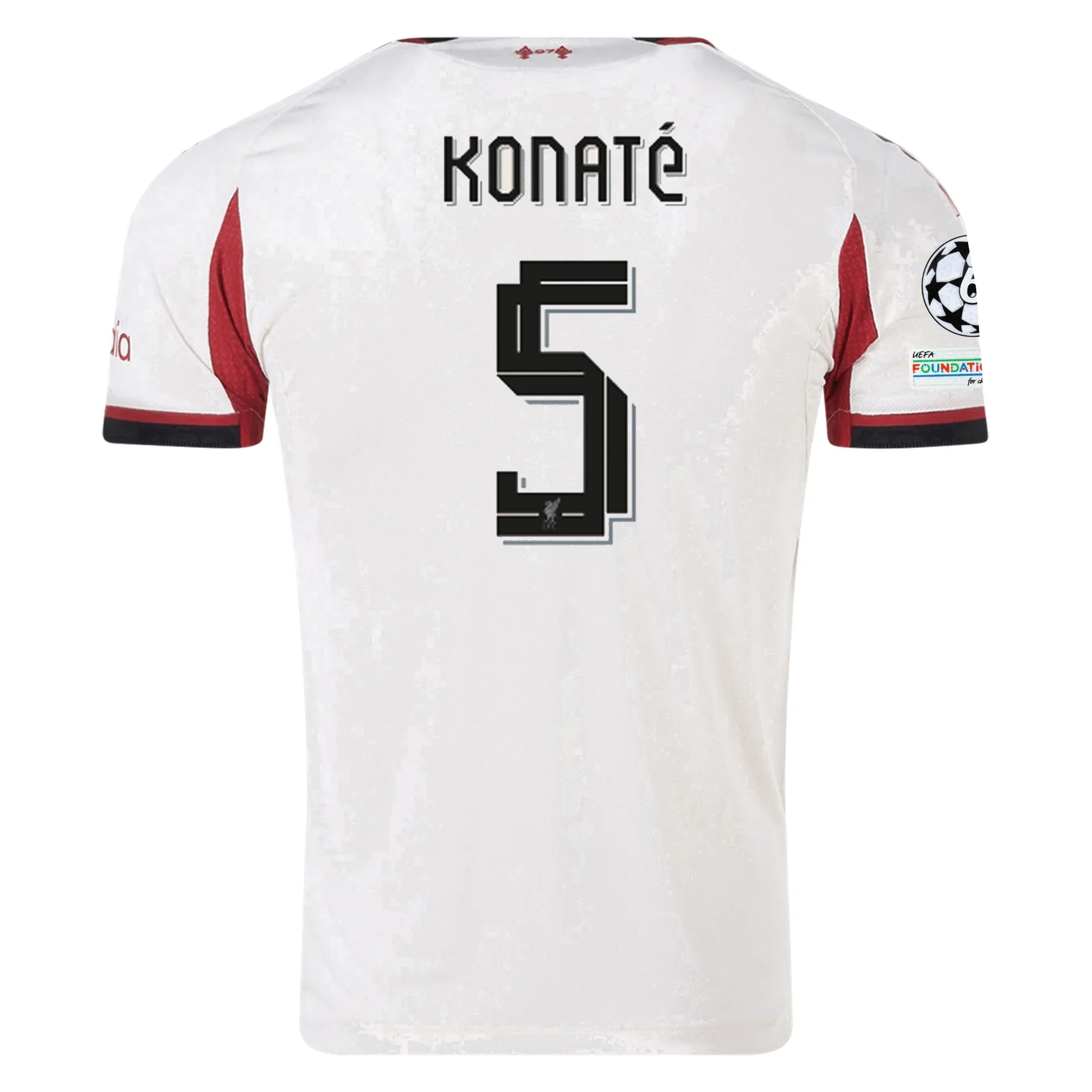 adidas Men's Liverpool Authentic Ibrahima Konate Away Jersey w/ Champions League Patches 25/26 (Wonder White)