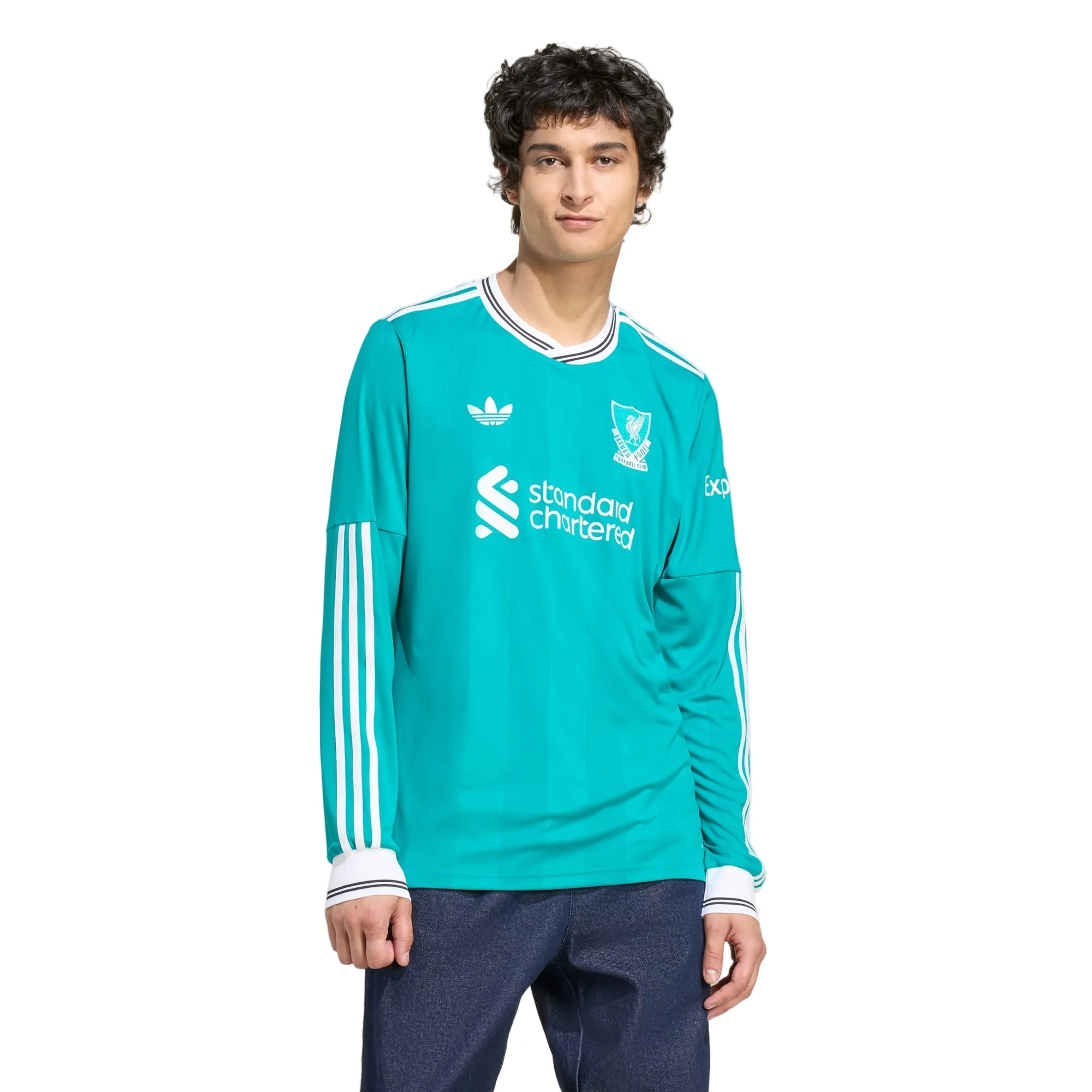adidas Men's Liverpool FC Long Sleeve 25/26 Third Jersey w/ EPL Champions + NRFR Patch (Sea Green) - Image 3