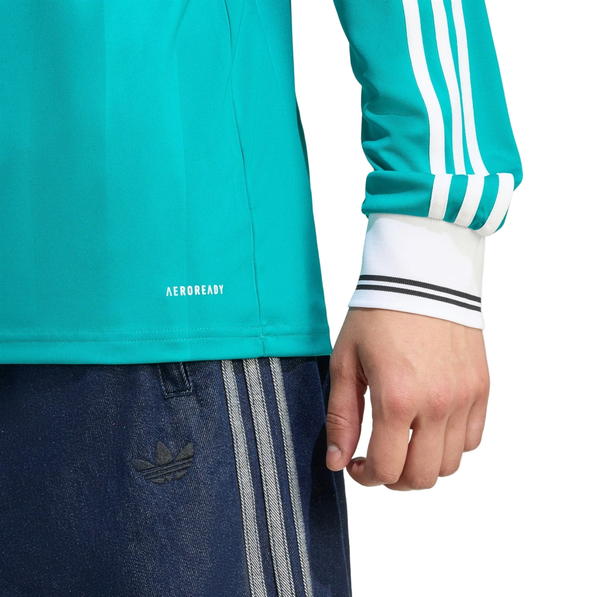 adidas Men's Liverpool FC Long Sleeve 25/26 Third Jersey w/ EPL Champions + NRFR Patch (Sea Green) - Image 7