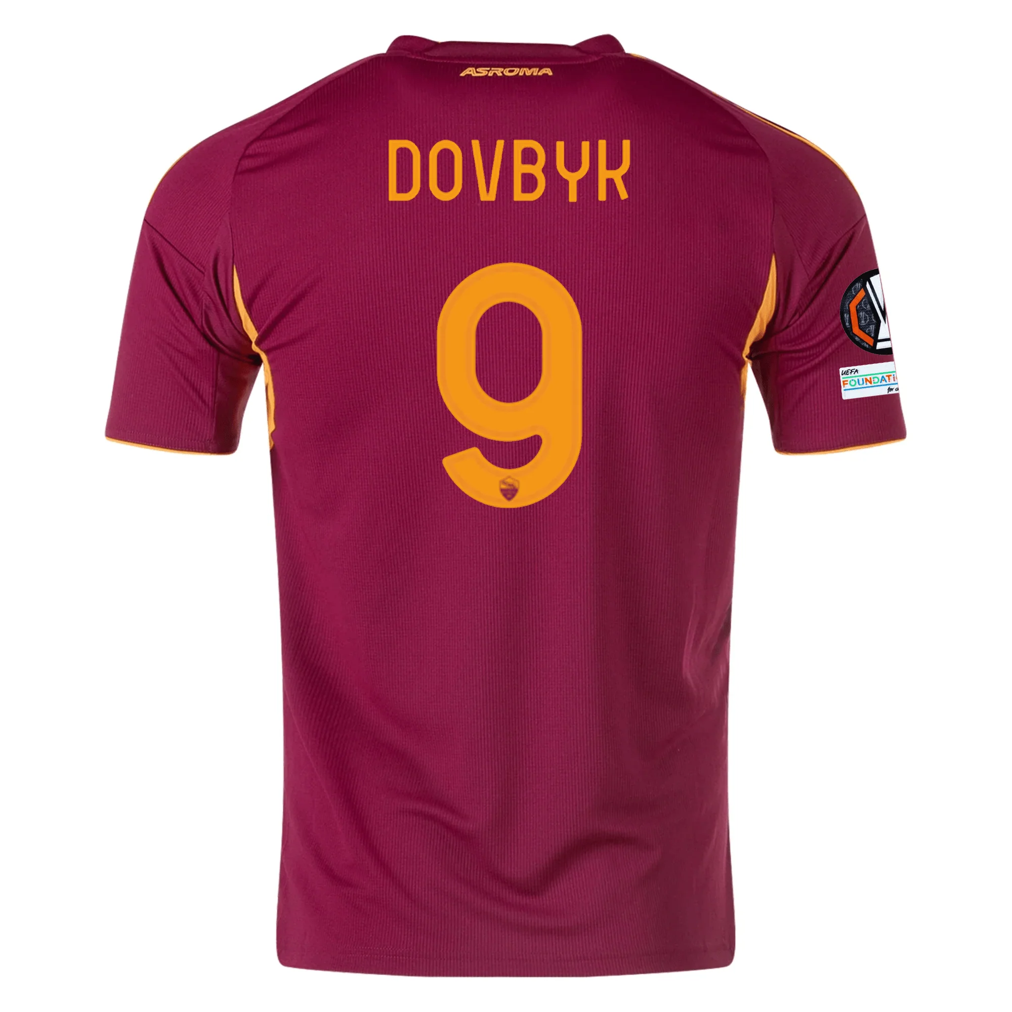 adidas Men's Roma Artem Dovbyk Home Jersey w/ Europa League Patches 25/26 (Burgundy)