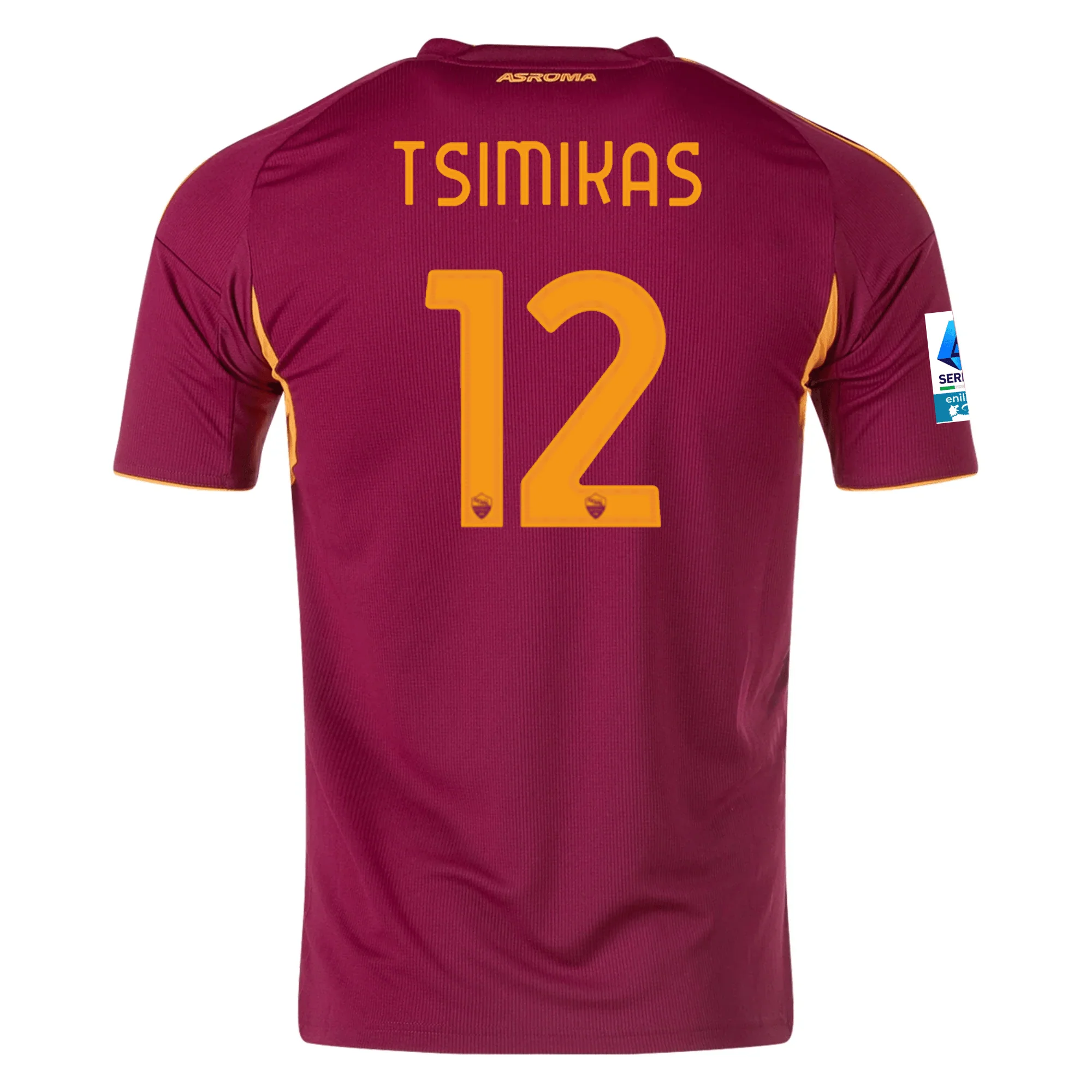 adidas Men's Roma Konstantinos Tsimikas Home Jersey w/ Serie A Patch 25/26 (Burgundy)