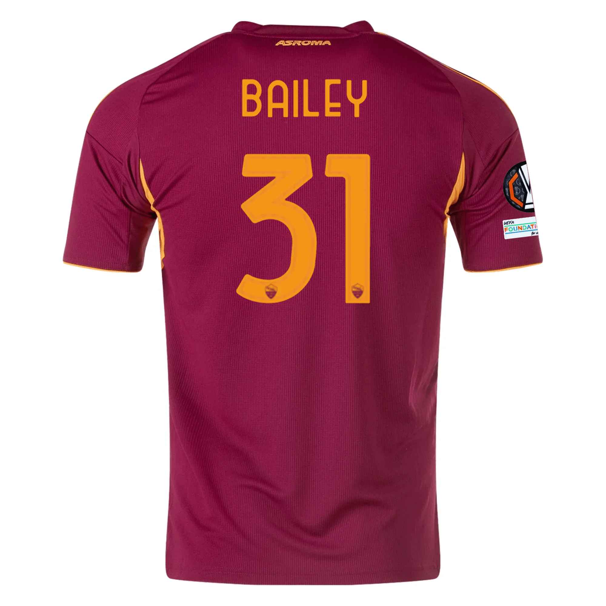 adidas Men's Roma Leon Bailey Home Jersey w/ Europa League Patches 25/26 (Burgundy)