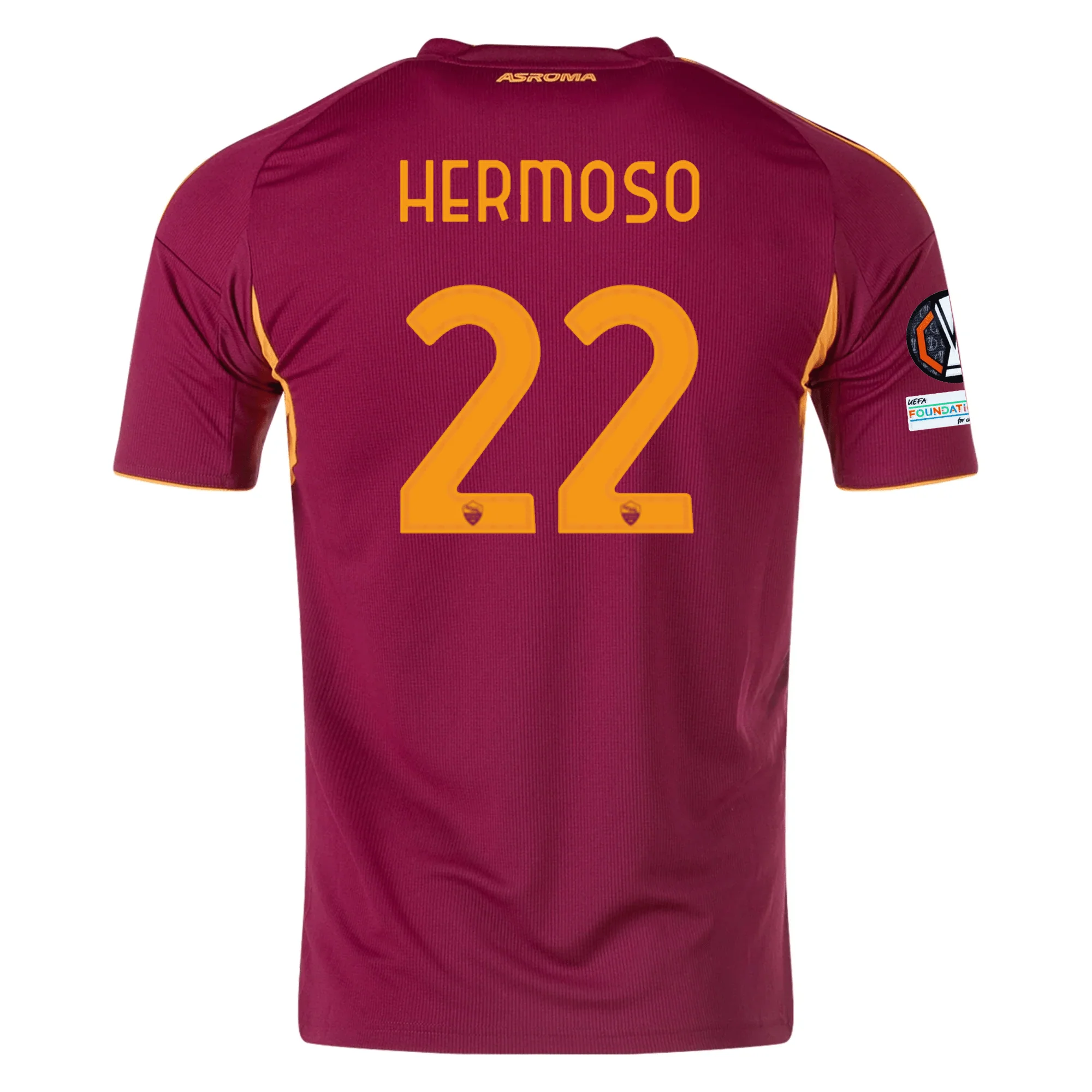 adidas Men's Roma Mario Hermoso Home Jersey w/ Europa League Patches 25/26 (Burgundy)