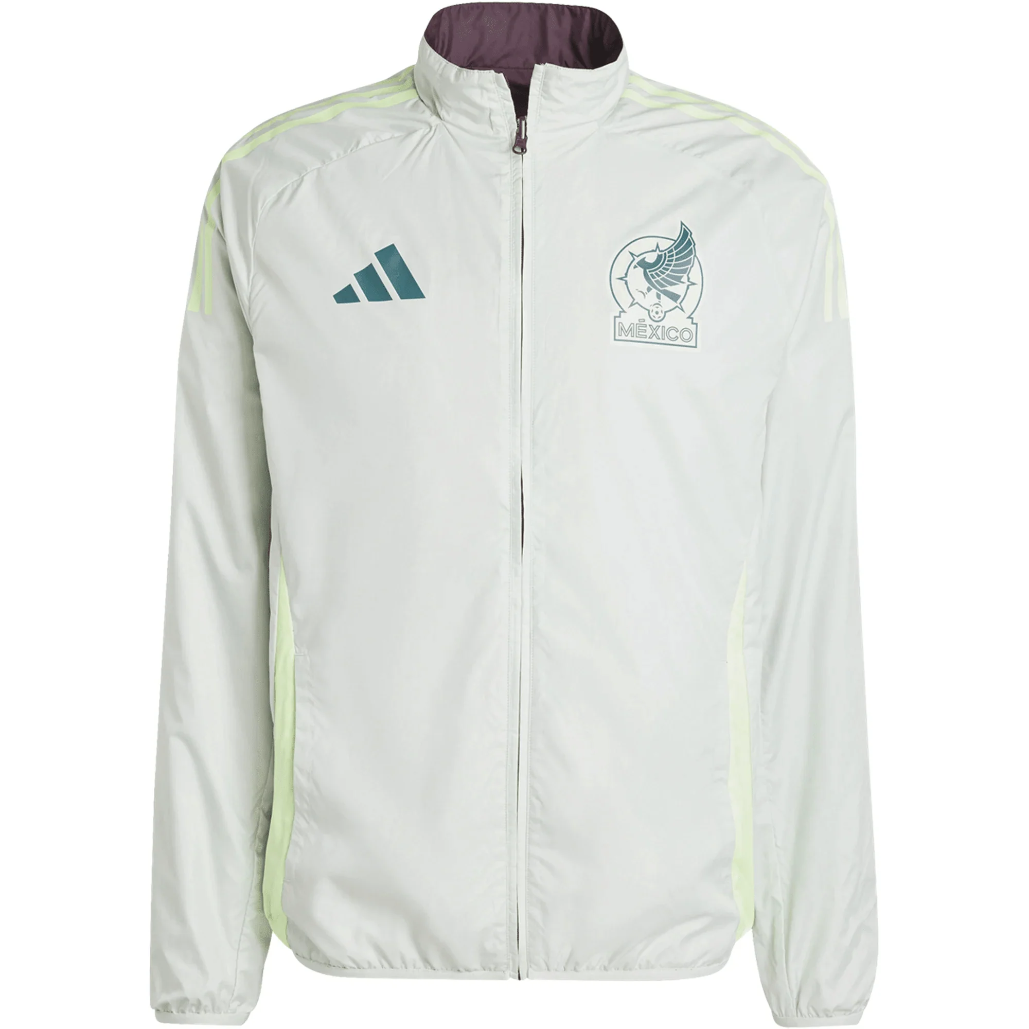 adidas Mexico Anthem Jacket 2024 (Dark Burgundy/Linen Green) - Image 2