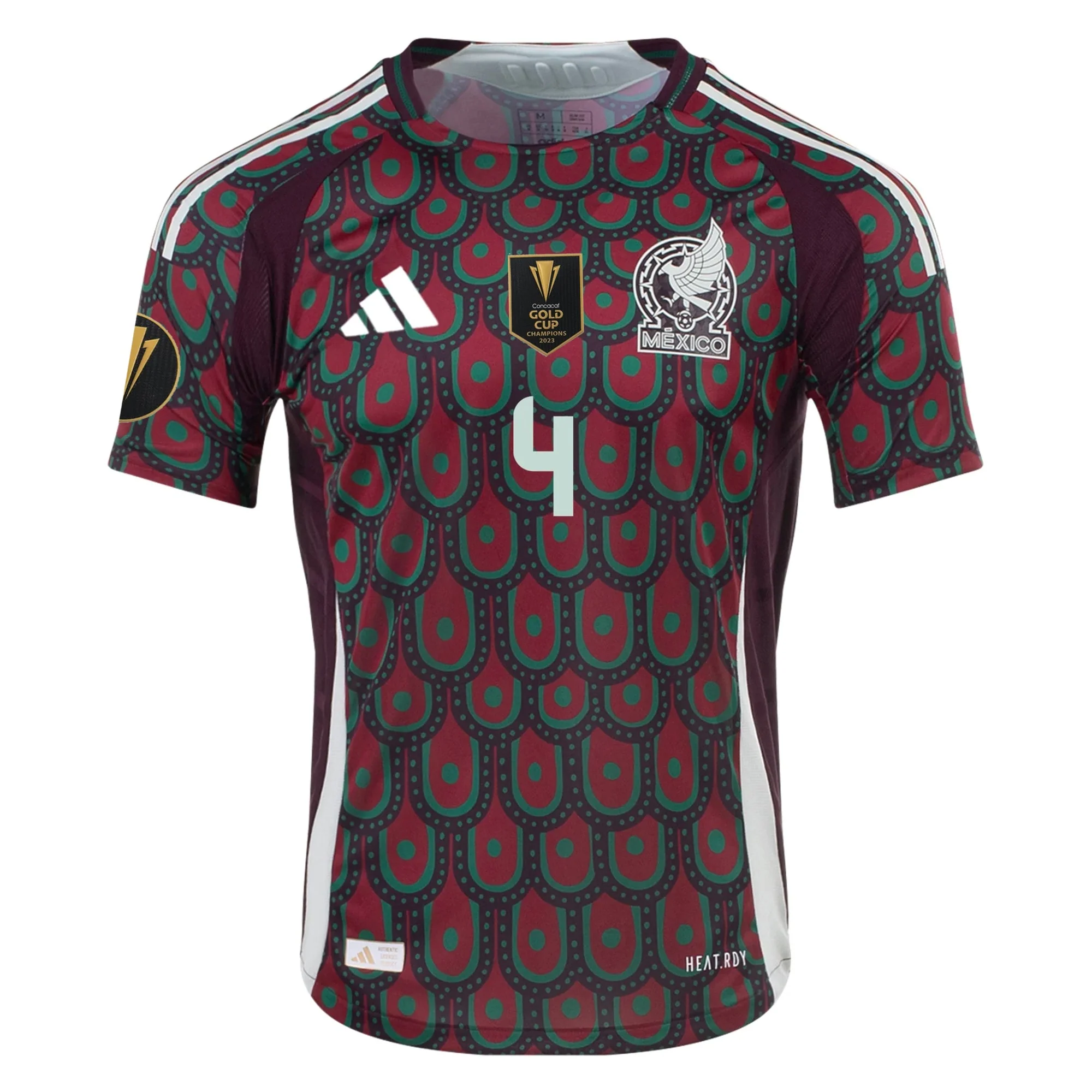 adidas Mexico Authentic Edson Álvarez Home Jersey 24/25 w/ Gold Cup 2025 Patchse (Multicolor) - Image 2