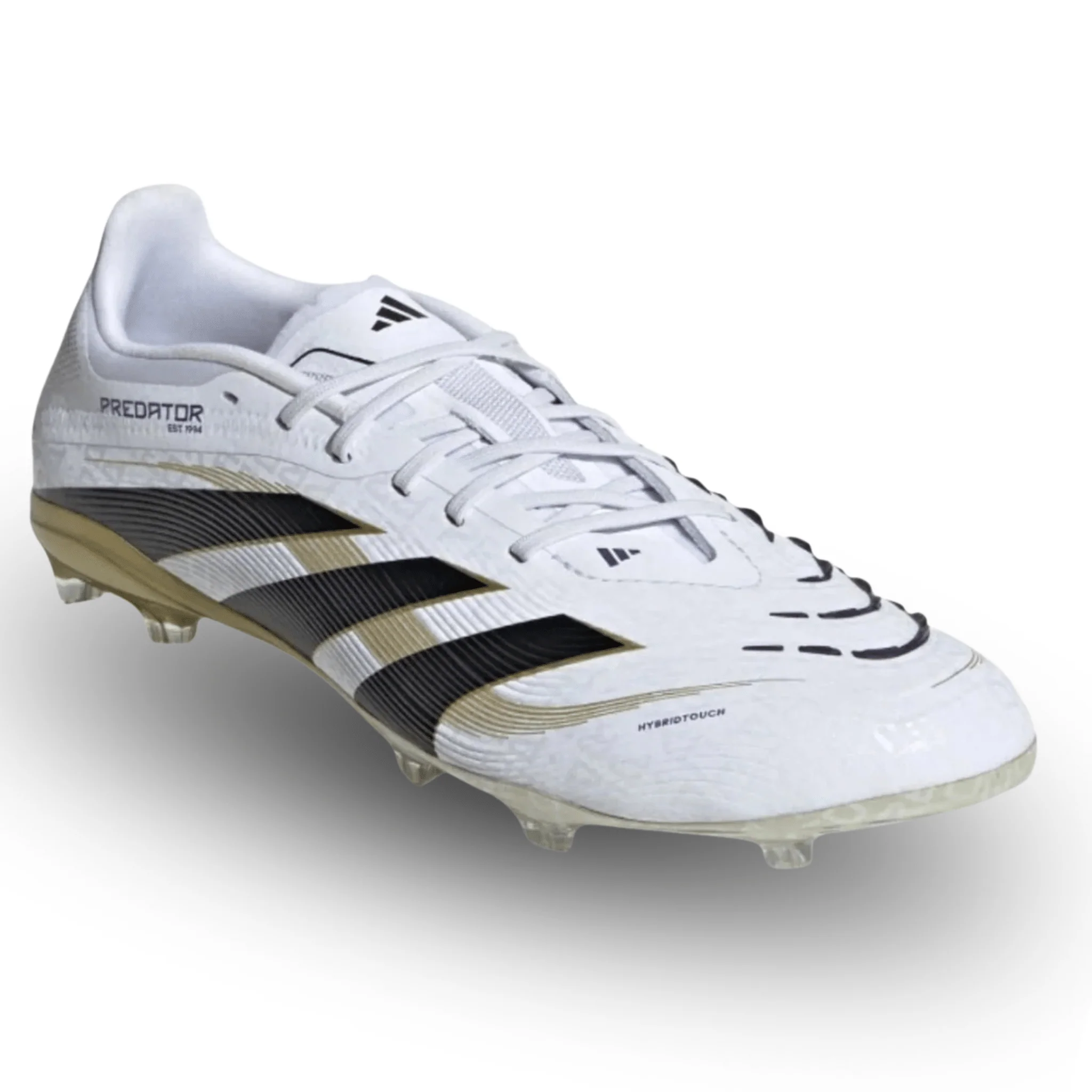 adidas Youth Jr. Predator Elite Junior Firm Ground Cleats (White/Black/Gold Metallic) - Image 3