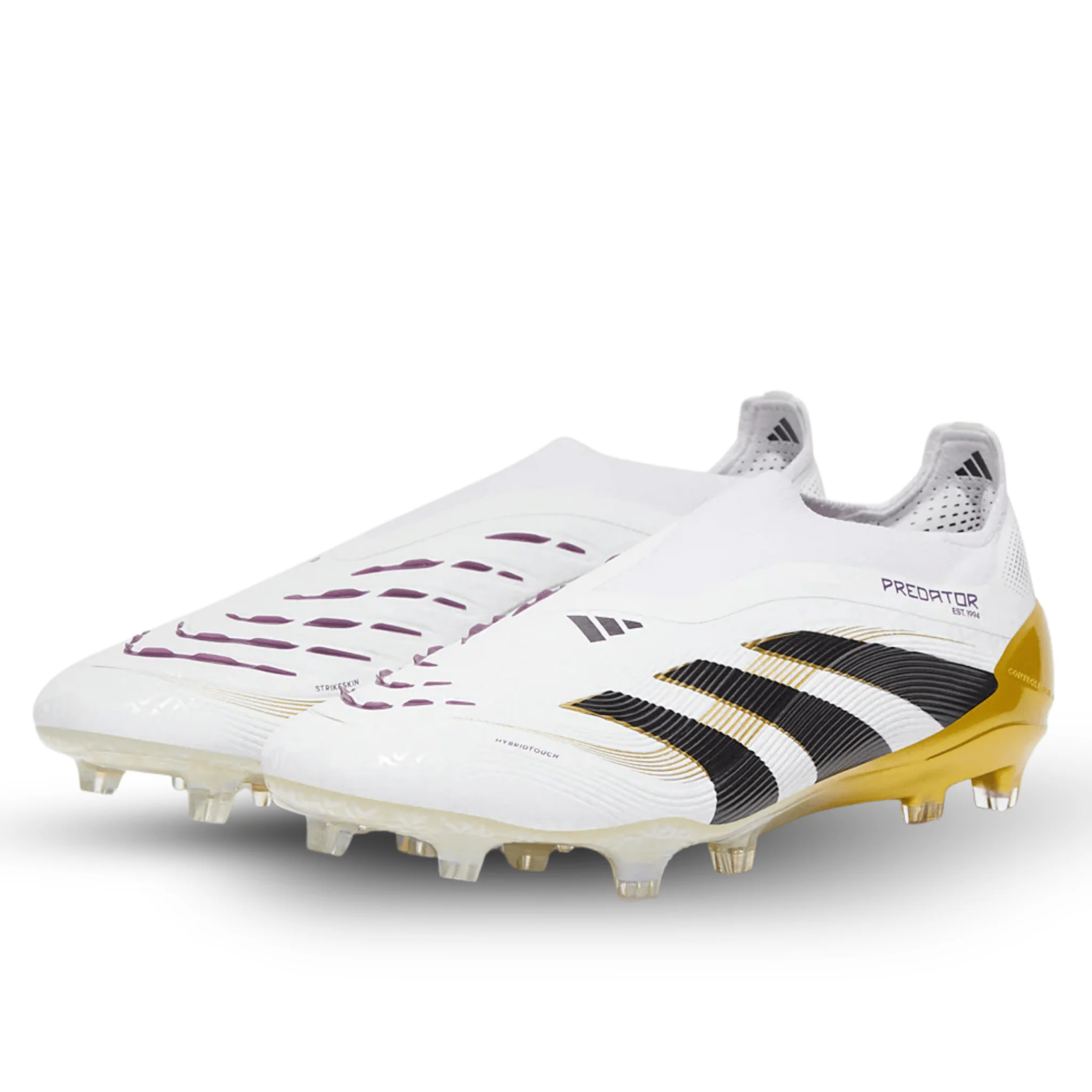 adidas Predator Elite Laceless Firm Ground Soccer Cleats (White/Black/Gold Metallic) - Image 3