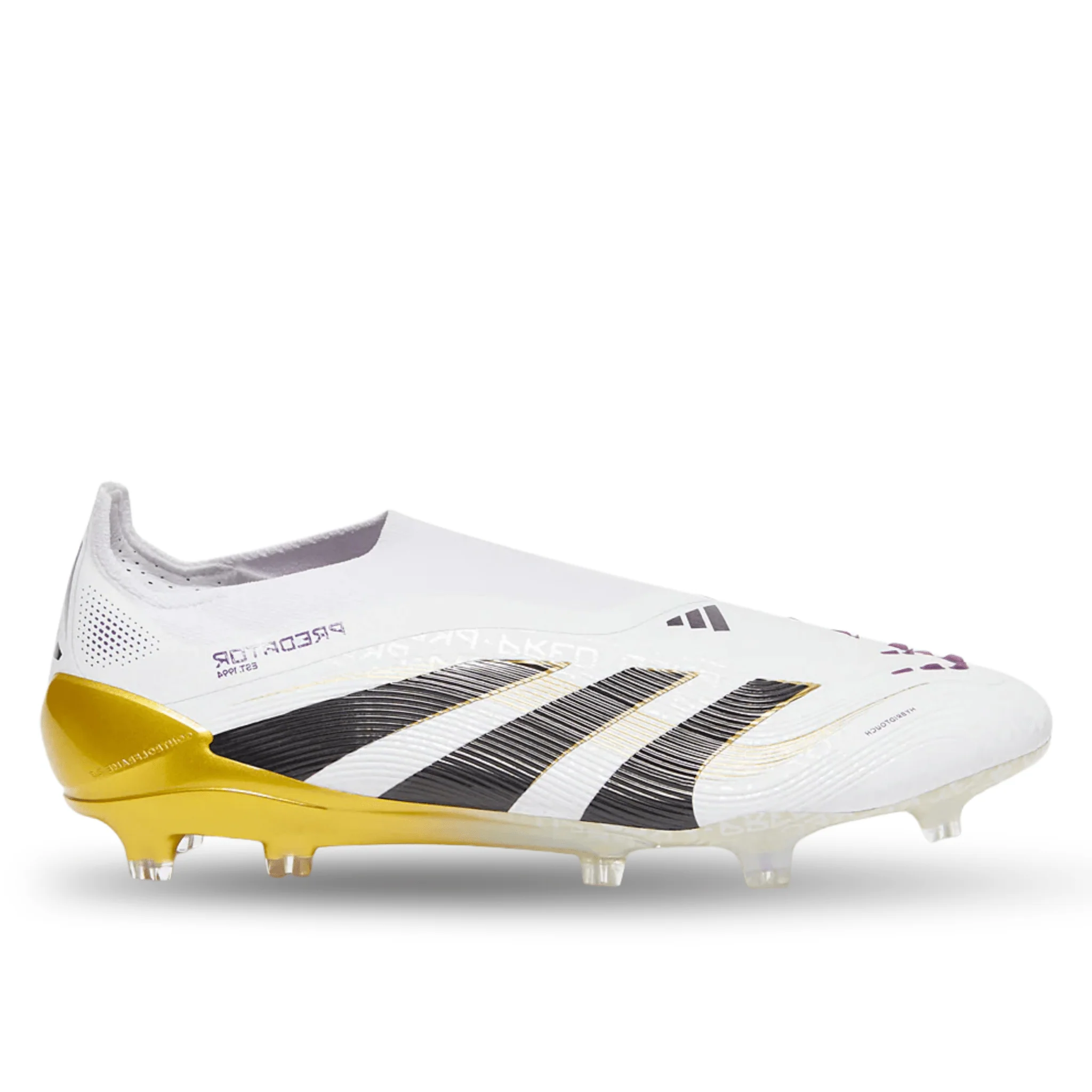 adidas Predator Elite Laceless Firm Ground Soccer Cleats (White/Black/Gold Metallic) - Image 5