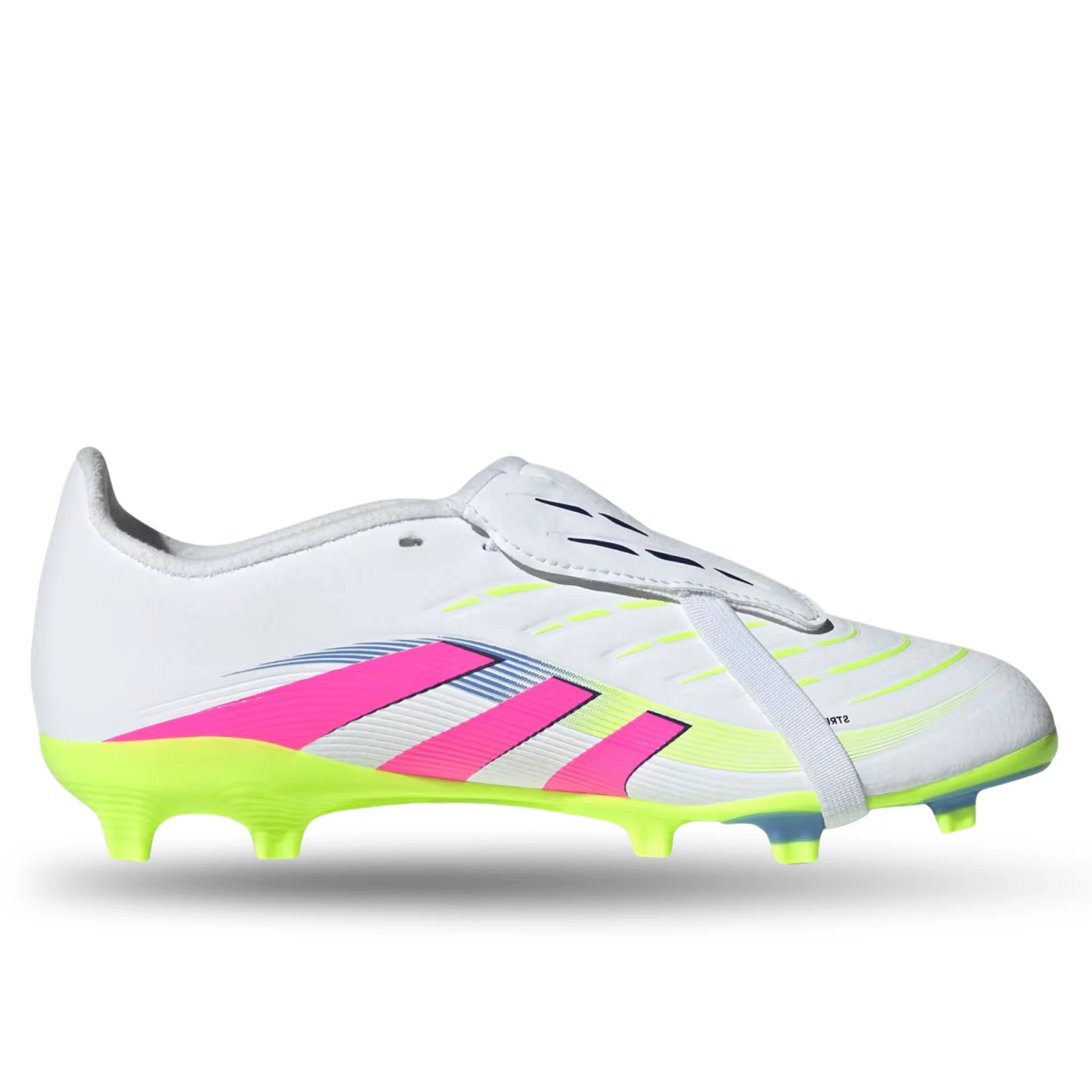 adidas Jr. Youth Predator League Fold Tongue FT FG Soccer Cleats (White/Lucid Lemon/Lucid Pink) - Image 2
